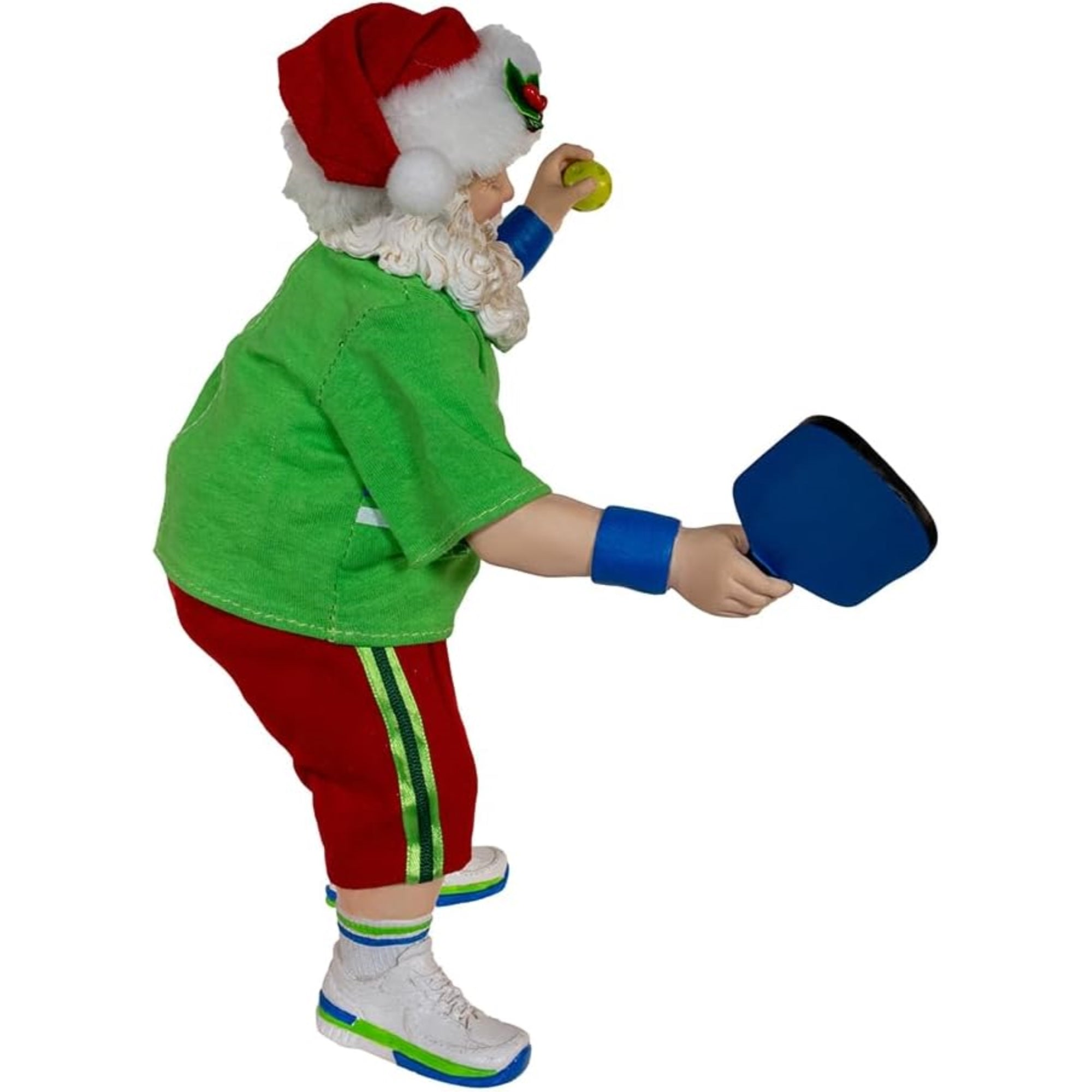 Kurt Adler Fabriche Santa Playing Pickleball Christmas Figurine, 10in
