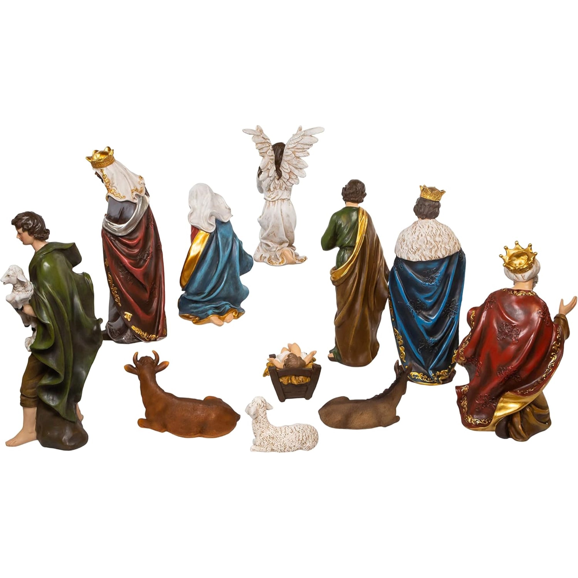Kurt Adler Resin Nativity Figurine Table Pieces, 11-Piece Set