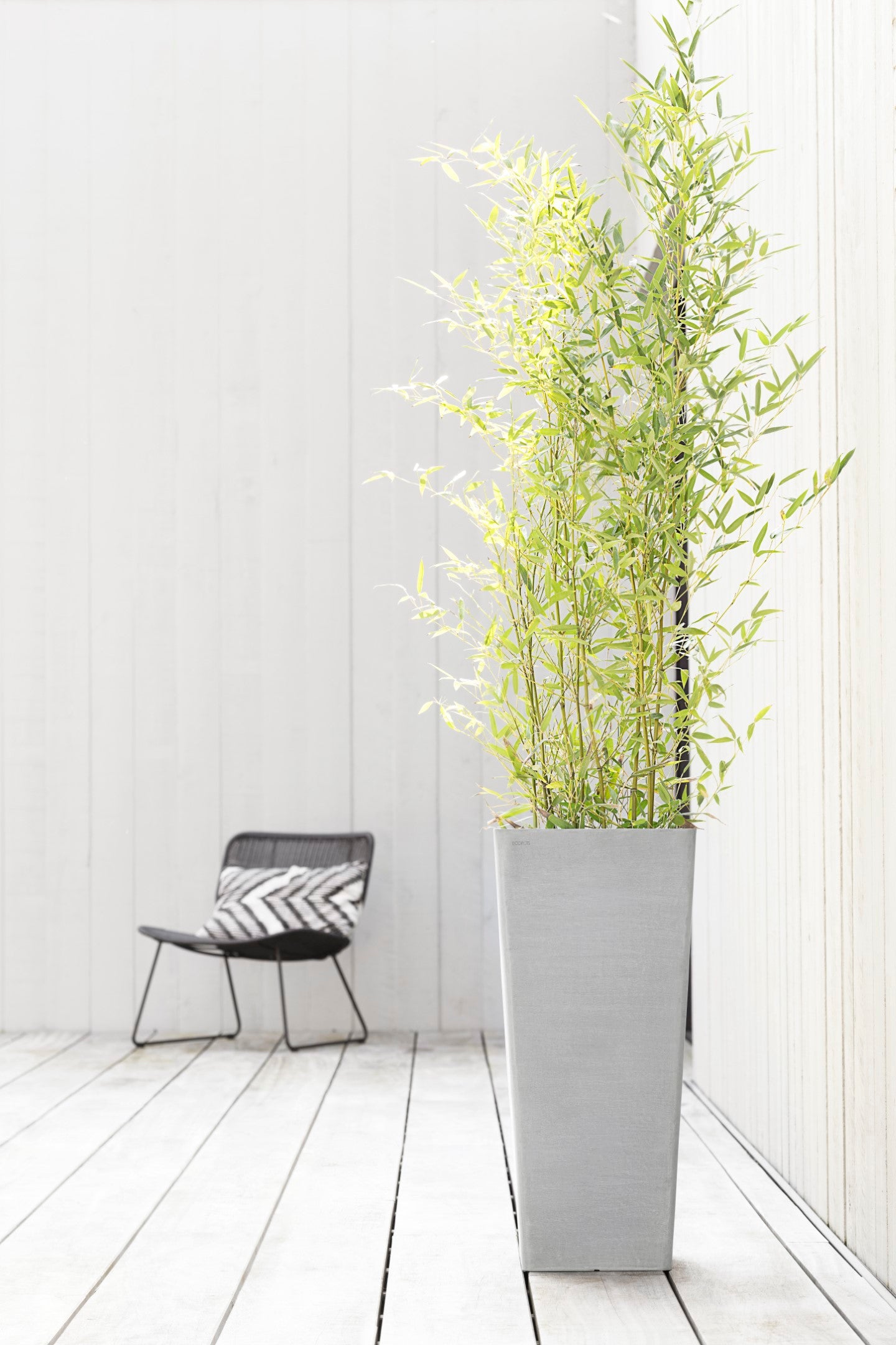 Ecopots Rotterdam Mid High Durable Modern Square Indoor/Outdoor Recycled-Based Composite Flower Planter