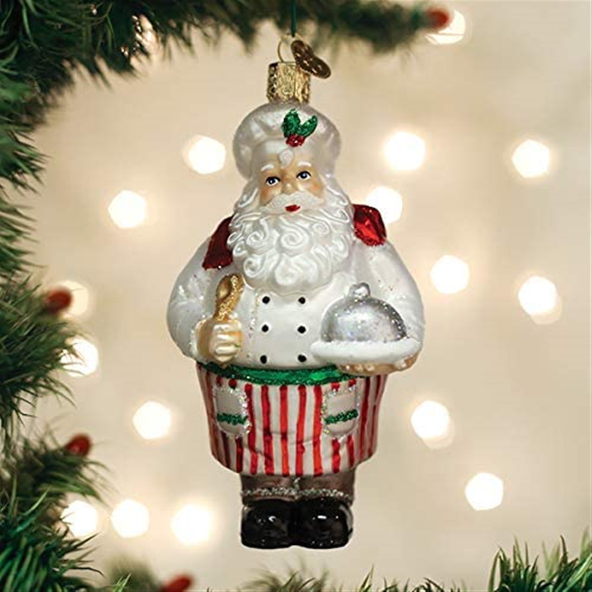 Old World Christmas Blown Glass Ornament for Christmas Tree, Chef Santa