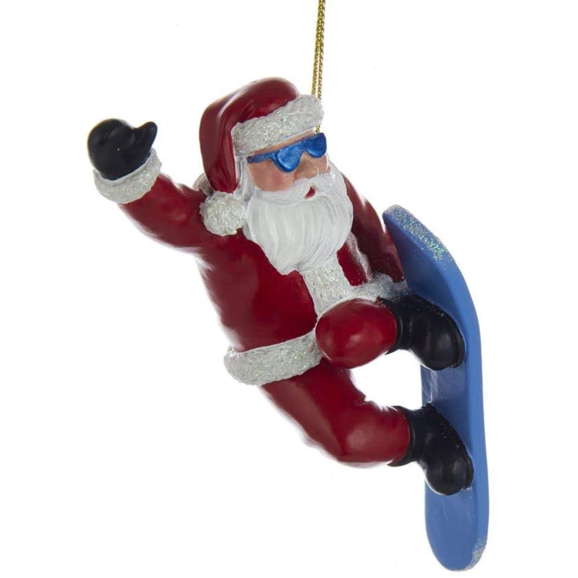 Kurt Adler Resin Ornament for Christmas Tree, Snowboard Santa