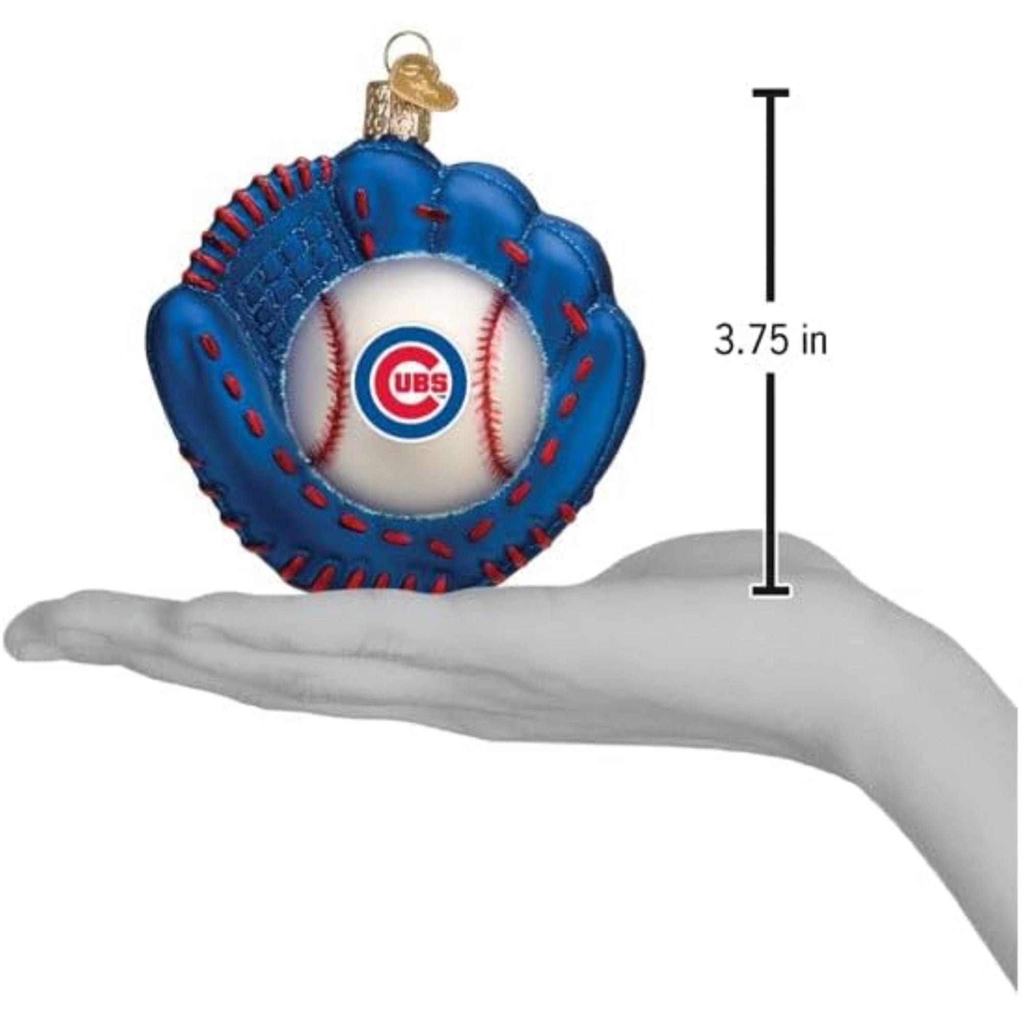 Old World Christmas Blown Glass Ornament for Christmas Tree, Chicago Cubs Baseball Mitt (with OWC Gift Box)