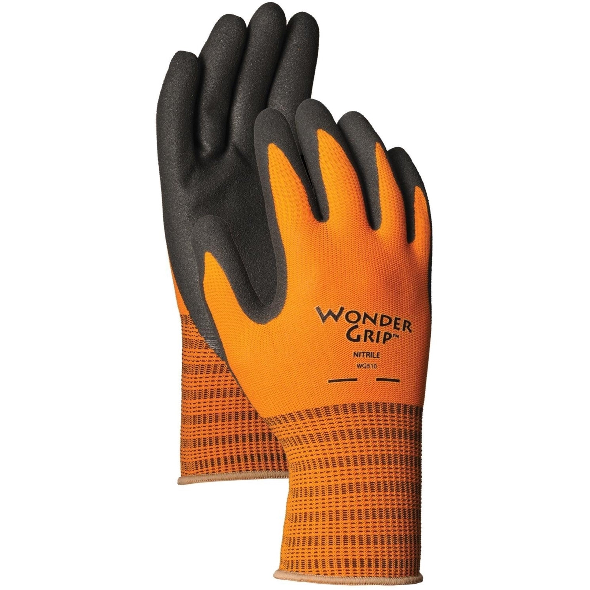 Wonder Grip High Visibility Nitrile Palm Gloves, Orange, Size M