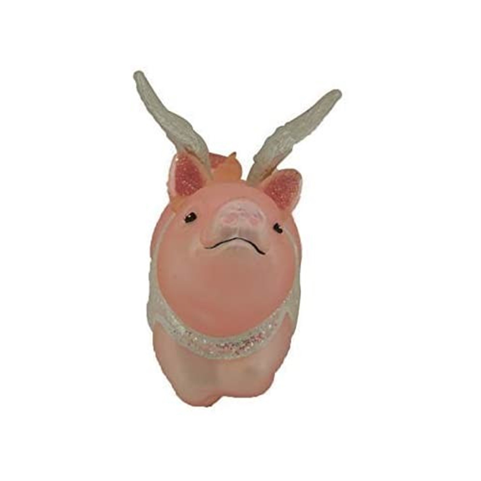 Kurt Adler Noble Gems Glass Ornament for Christmas Tree, Flying Pig with Wings