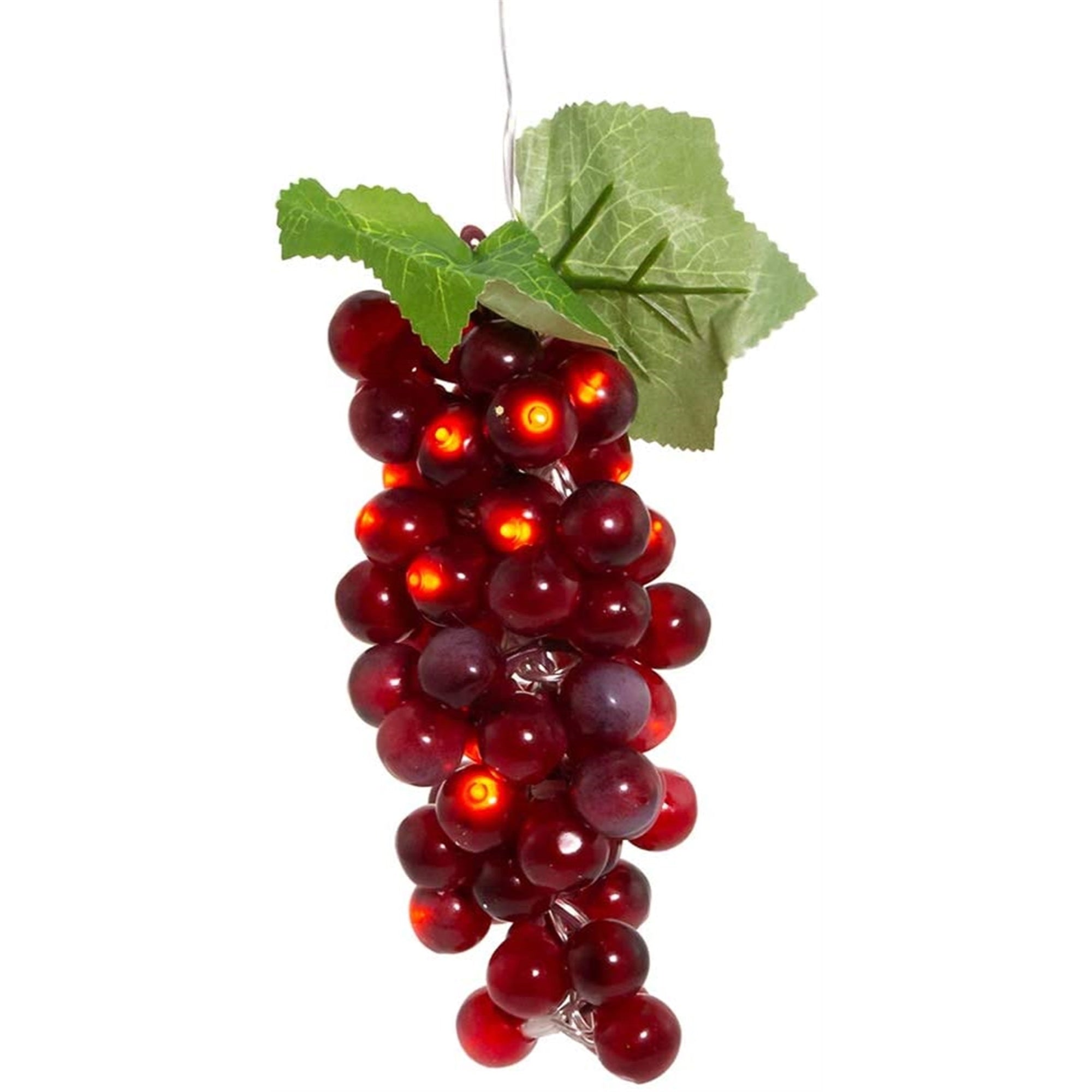 Kurt Adler Battery Operated 20 Warm White LED Lights, Single Cluster Burgundy Grapes, 8"