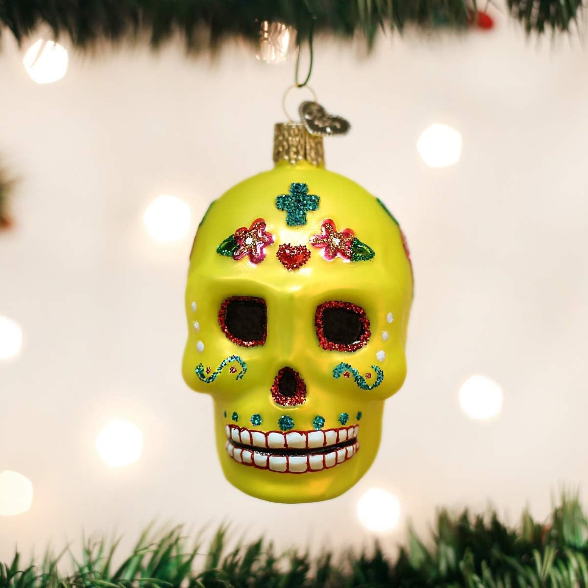 Old World Christmas Blown Glass Ornament for Christmas Tree, Sugar Skull (with OWC Gift Box)