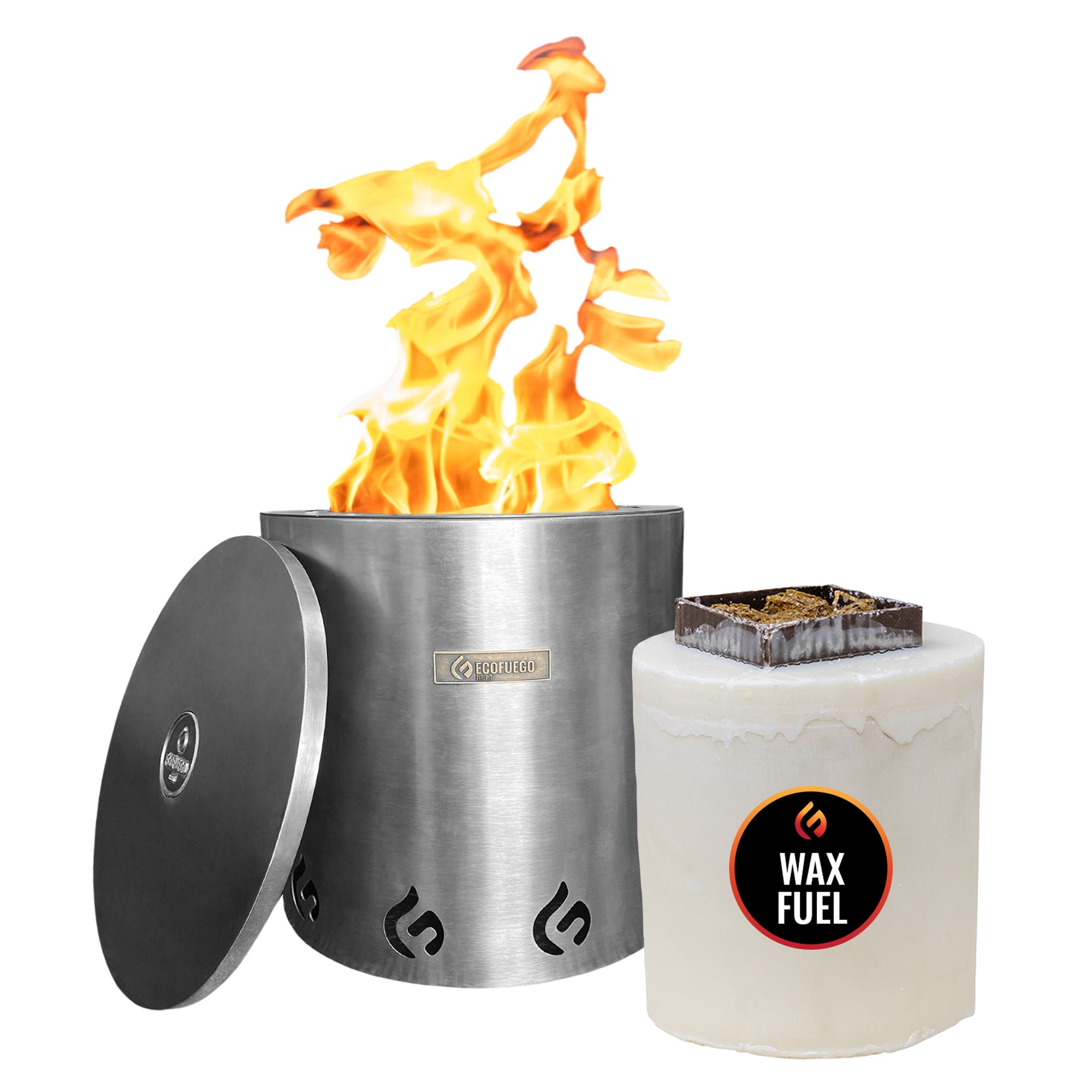 El Campo Portable Wax-Burning Fire Pit – Clean-Burning, No-Wood Fuel with 8-Hour Wax Refill – Compact and Durable for Camping, Travel, and Outdoor Use
