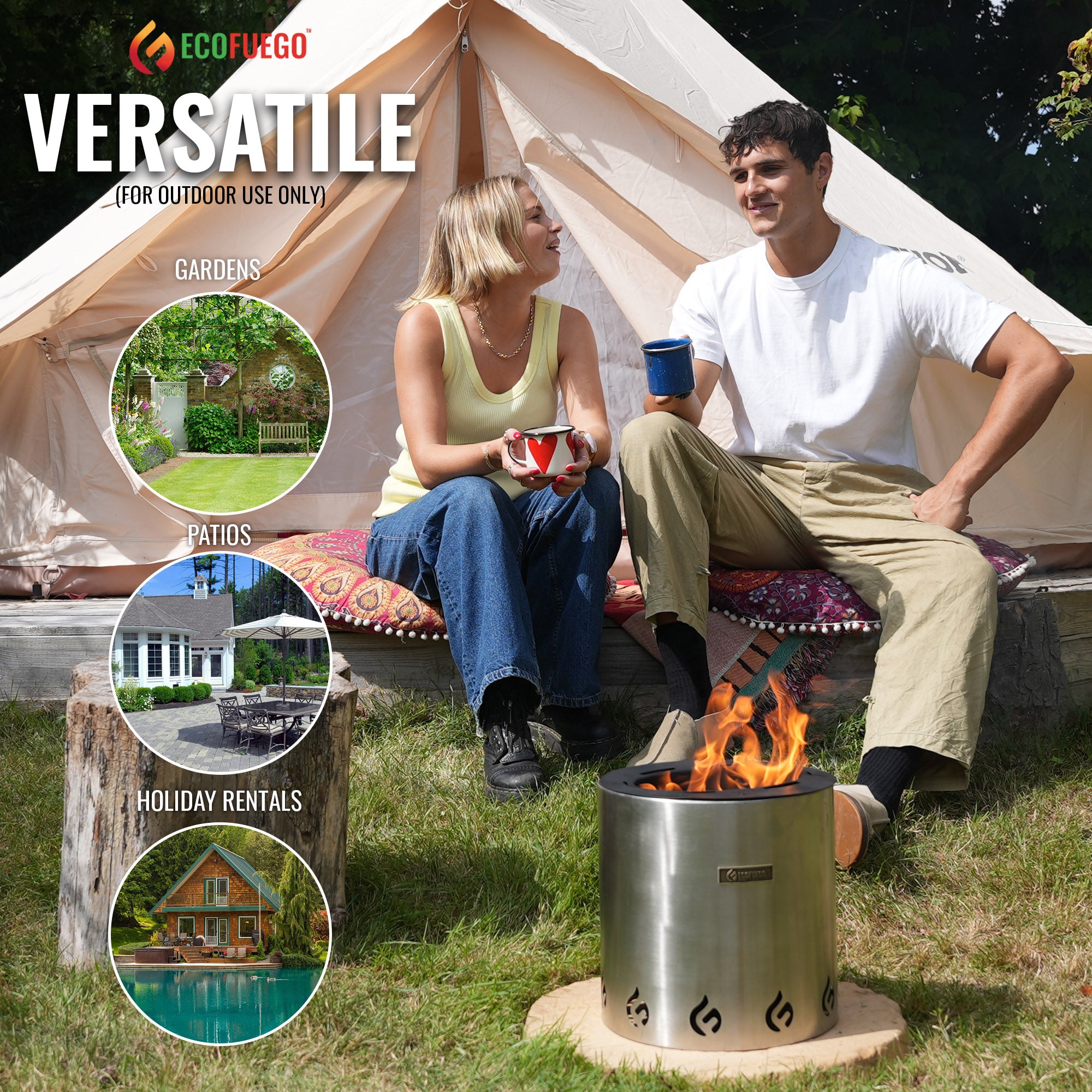 El Campo Portable Wax-Burning Fire Pit – Clean-Burning, No-Wood Fuel with 8-Hour Wax Refill – Compact and Durable for Camping, Travel, and Outdoor Use