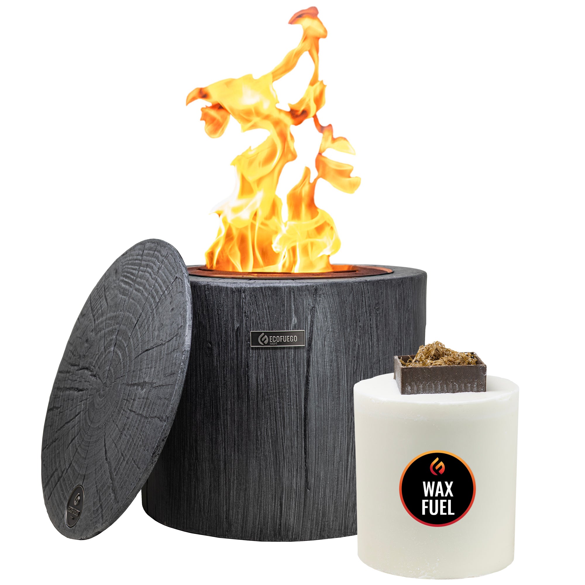 El Fuego Portable Wax Burning Fire Pit - Easy Start, Clean-Burning, No Wood Smoke with 8-Hour Starter Wax Fuel for Interval Burning - Ideal for Patios, Camping and Outdoor Use