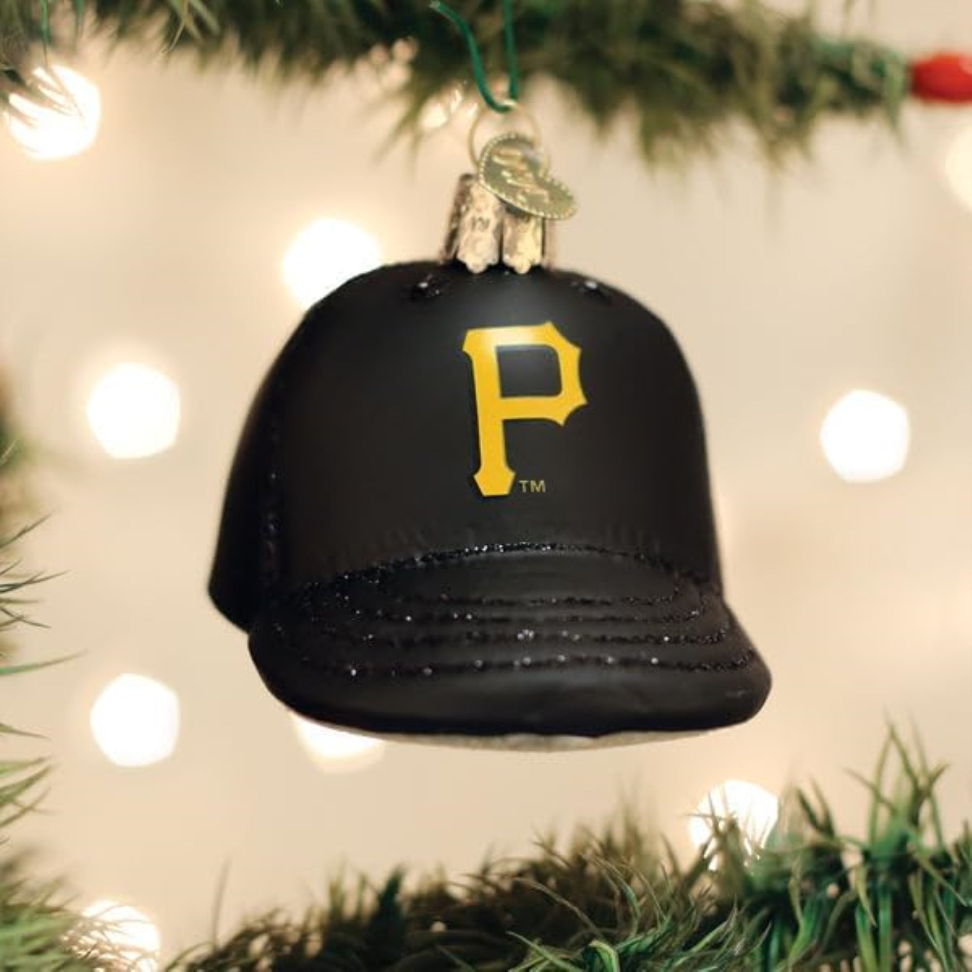 Old World Christmas Blown Glass Ornament for Christmas Tree, Pittsburgh Pirates Baseball Cap