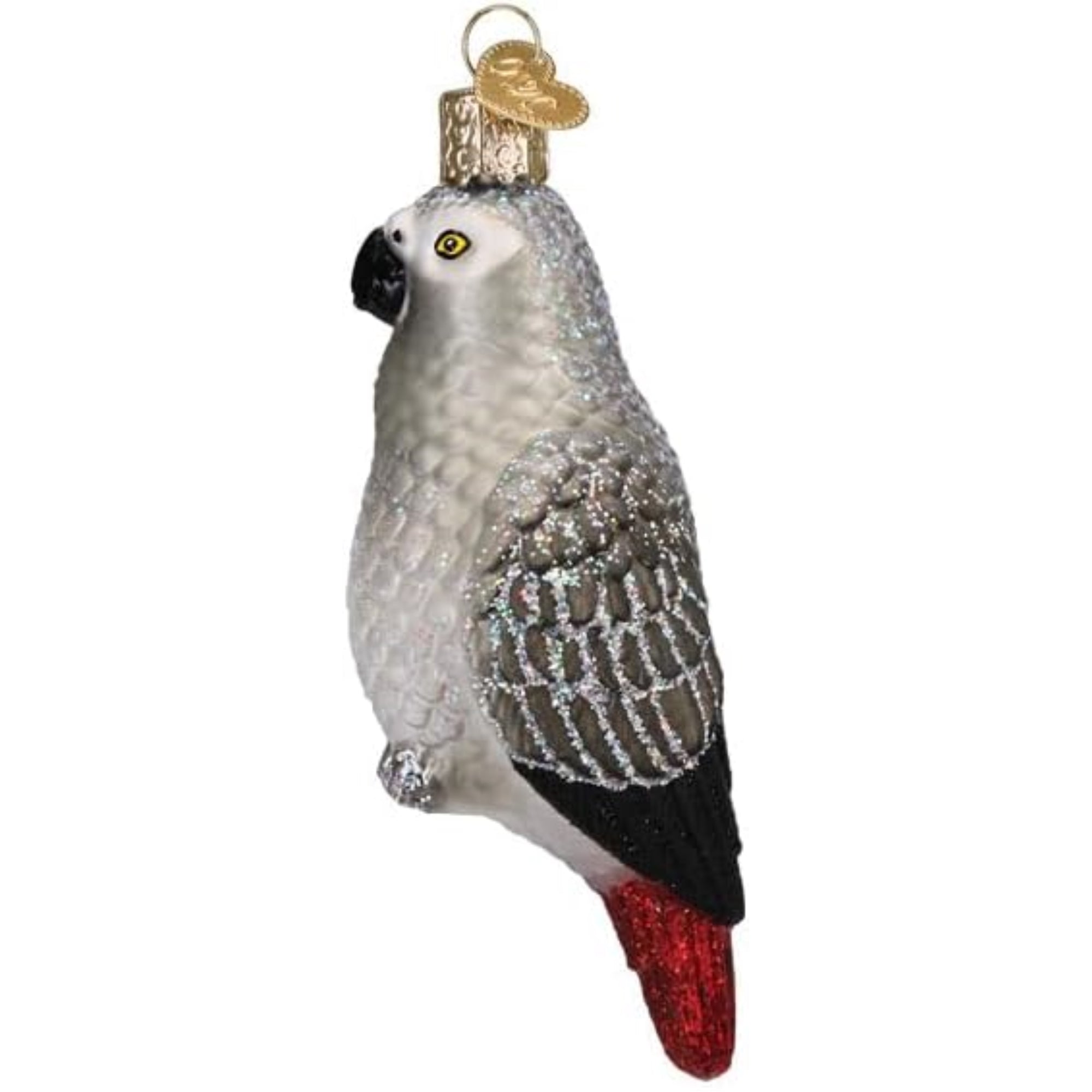 Old World Christmas Blown Glass Ornament for Christmas Tree, African Grey Parrot (with OWC Gift Box)