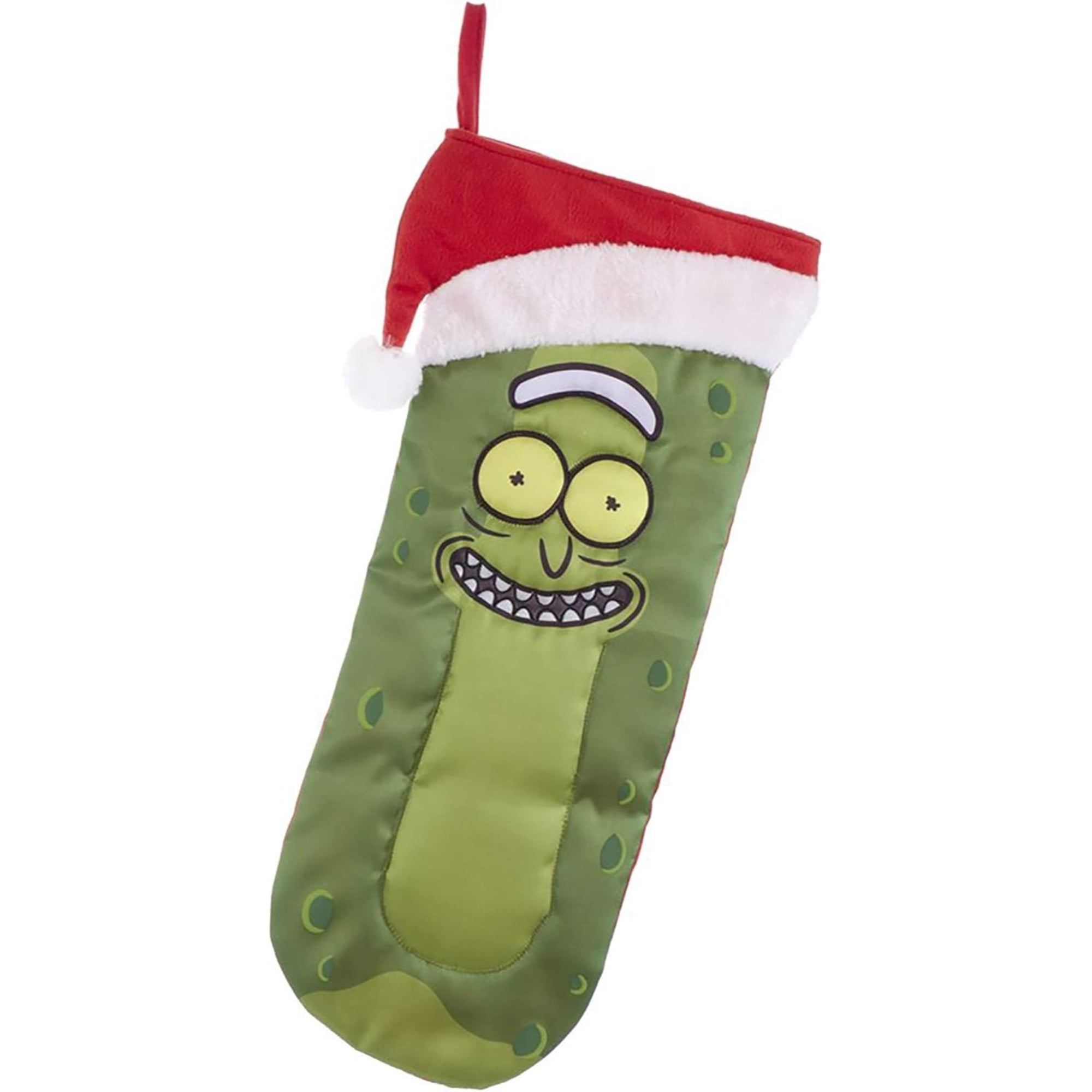 Kurt Adler Pickle Rick and Morty with Santa Hat Christmas Stocking, 19in