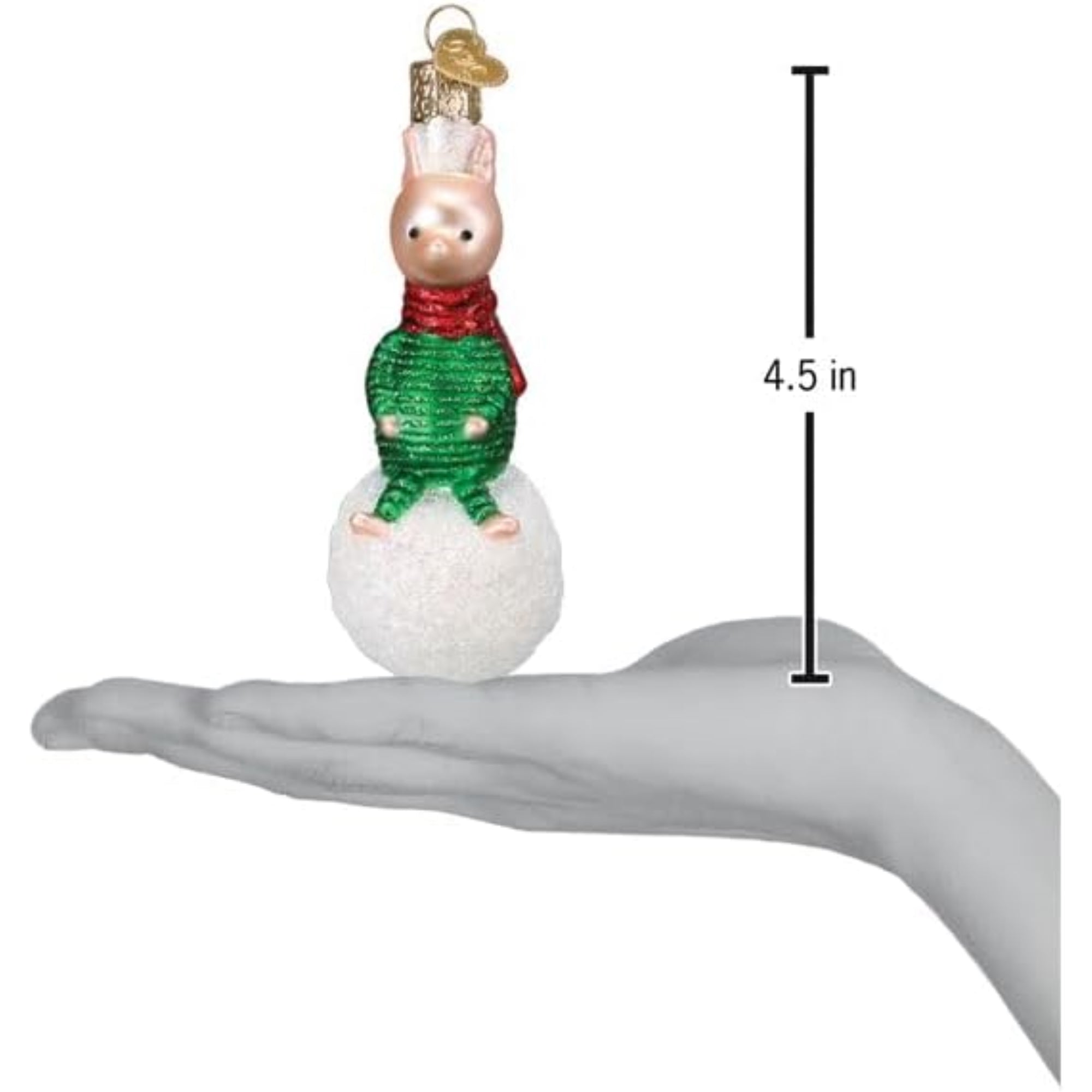 Old World Christmas Blown Glass Ornament for Christmas Tree, Piglet On Snowball (with OWC Gift Box)