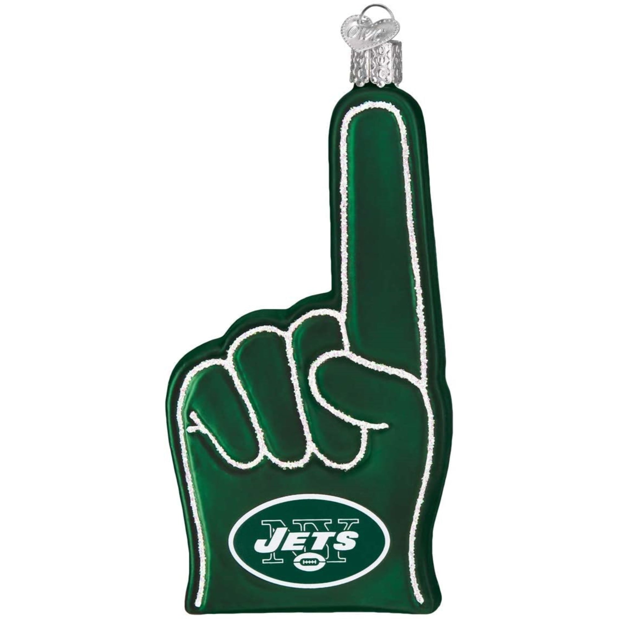 Old World Christmas Blown Glass Ornament for Christmas Tree, New York Jets Foam Finger