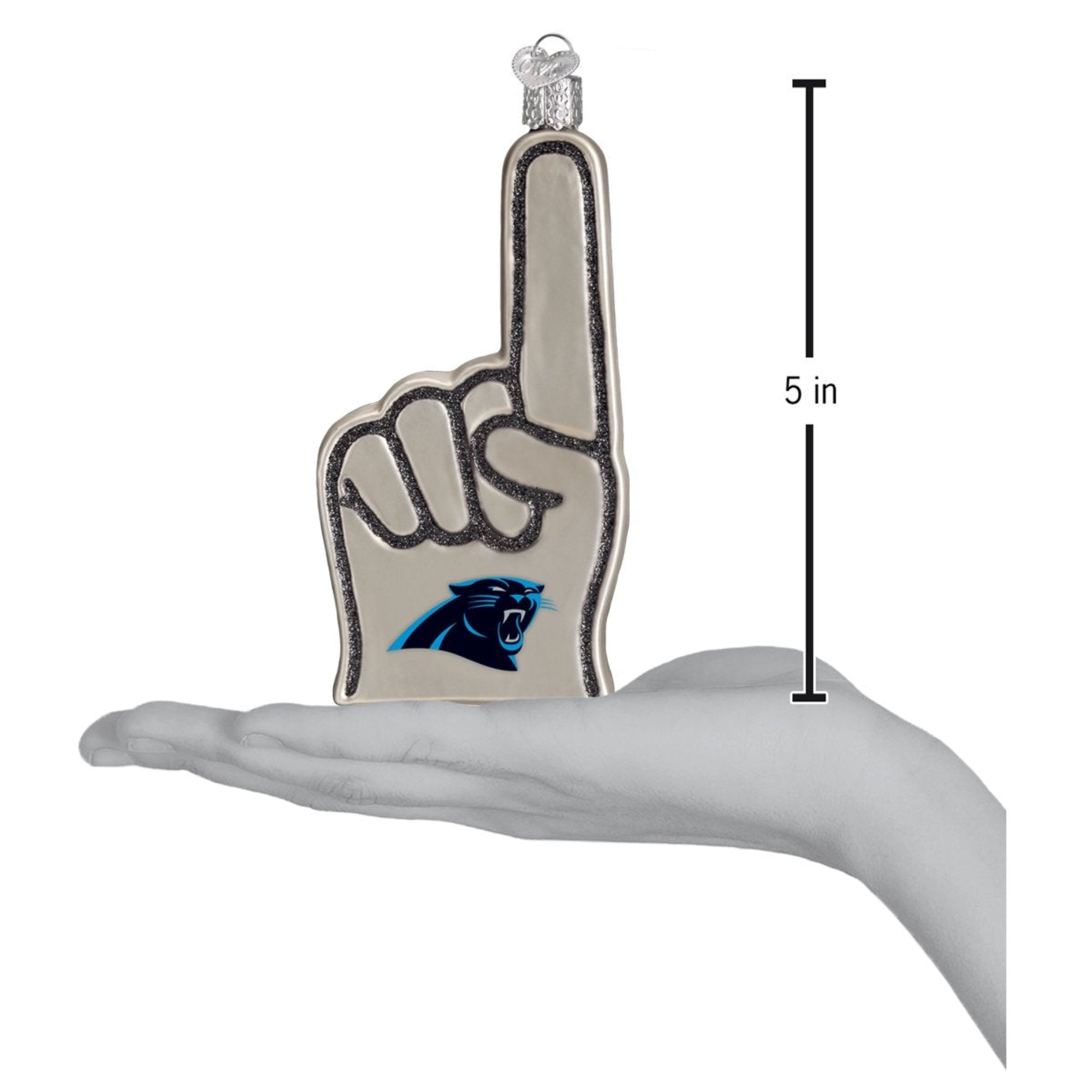 Old World Christmas Blown Glass Ornament for Christmas Tree, Carolina Panthers Foam Finger