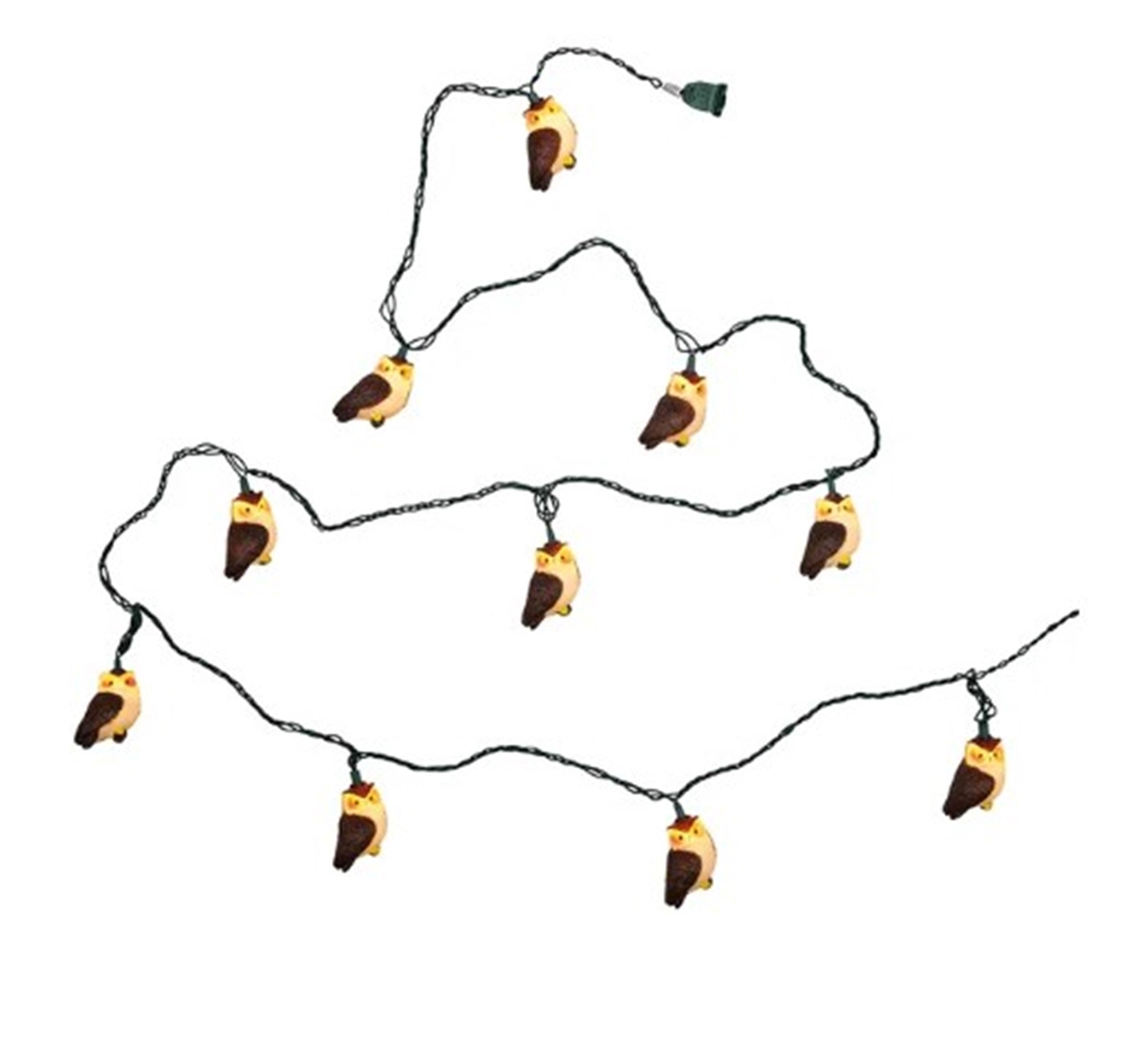 Kurt Adler Indoor/Outdoor Novelty Light Set, 10 UL Listed Incandescent Bulbs, Owls, Light Brown 11.5ft