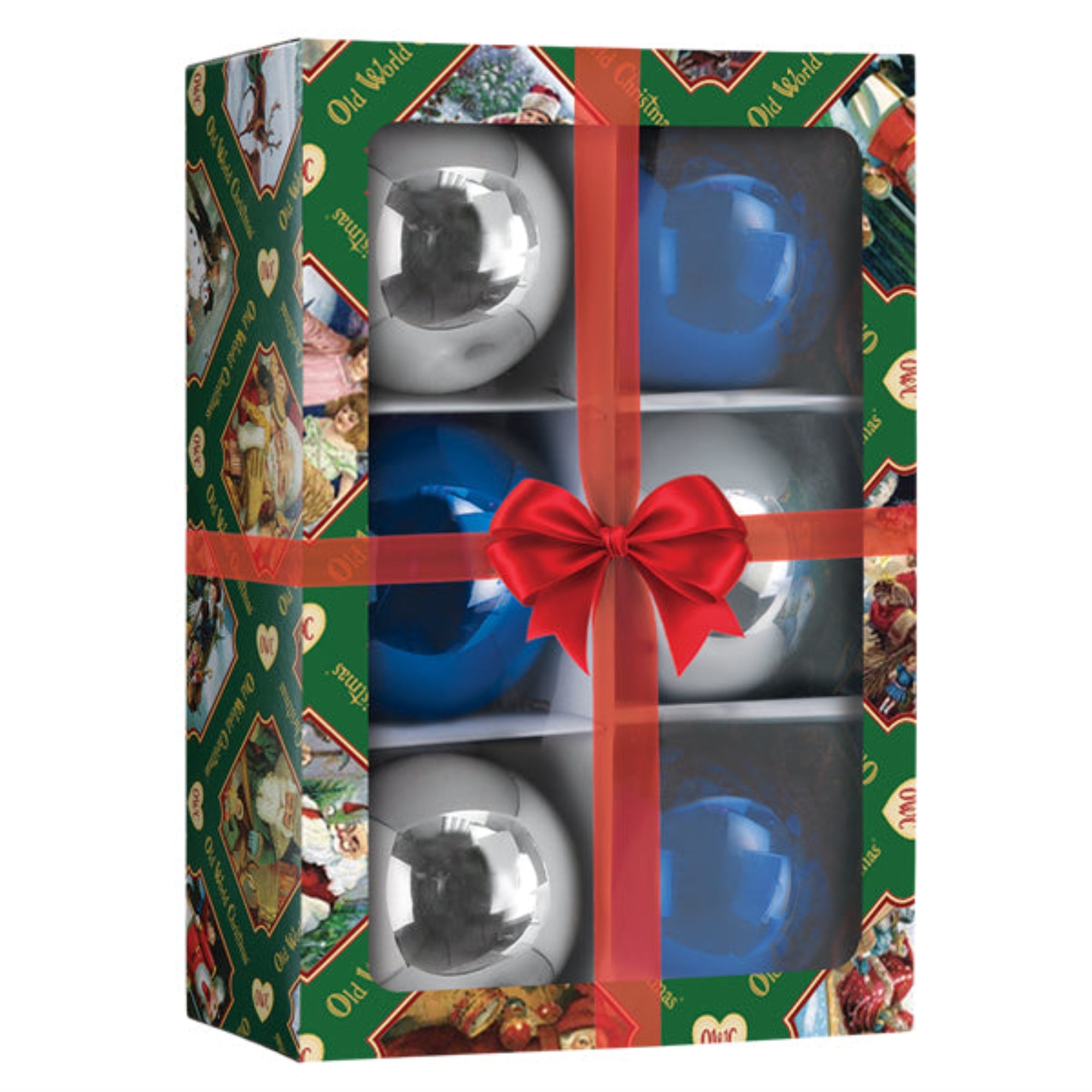 Old World Christmas Hanging Mouth-Blown Glass Ornaments for Trees, Twilight Balls, 3.5" (6 Count)