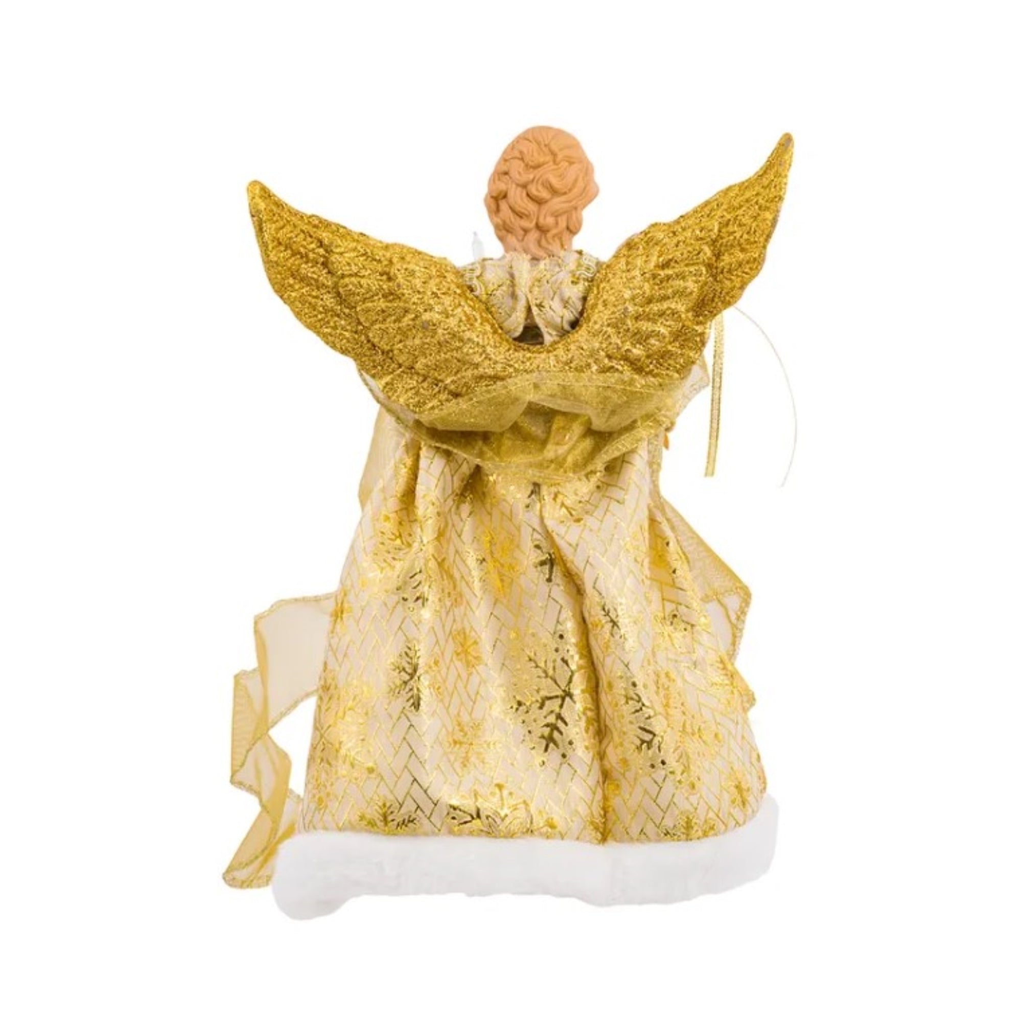 Kurt Adler UL 10-Light Gold Dress Angel Christmas Treetop, 12in