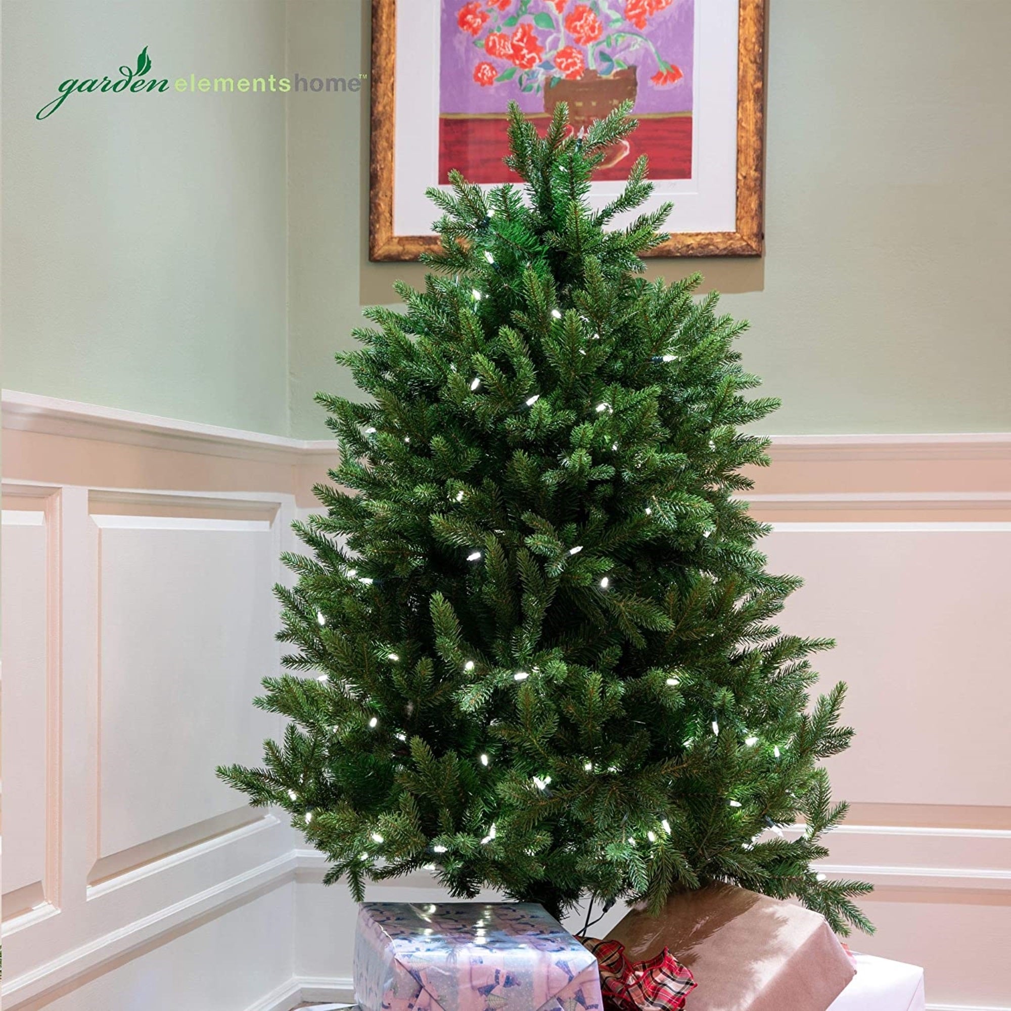 Garden Elements Artificial Pre-Lit North Star Christmas Tree, 503 Tips, 200 LED Clear Lights, 8 Light Functions, 4.5 ft