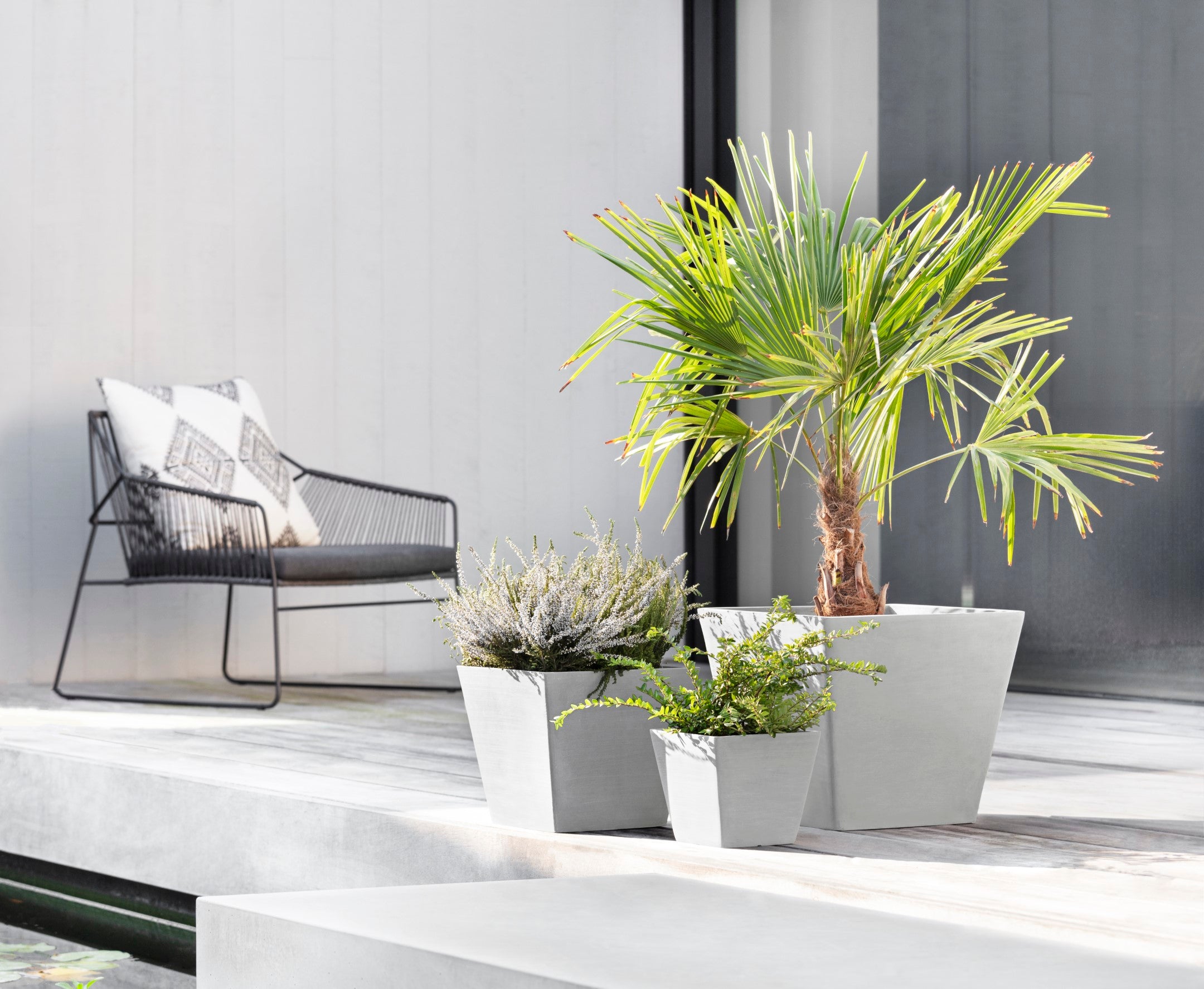 Ecopots Rotterdam Durable Modern Square Indoor/Outdoor Recycled-Based Composite Flower Planter