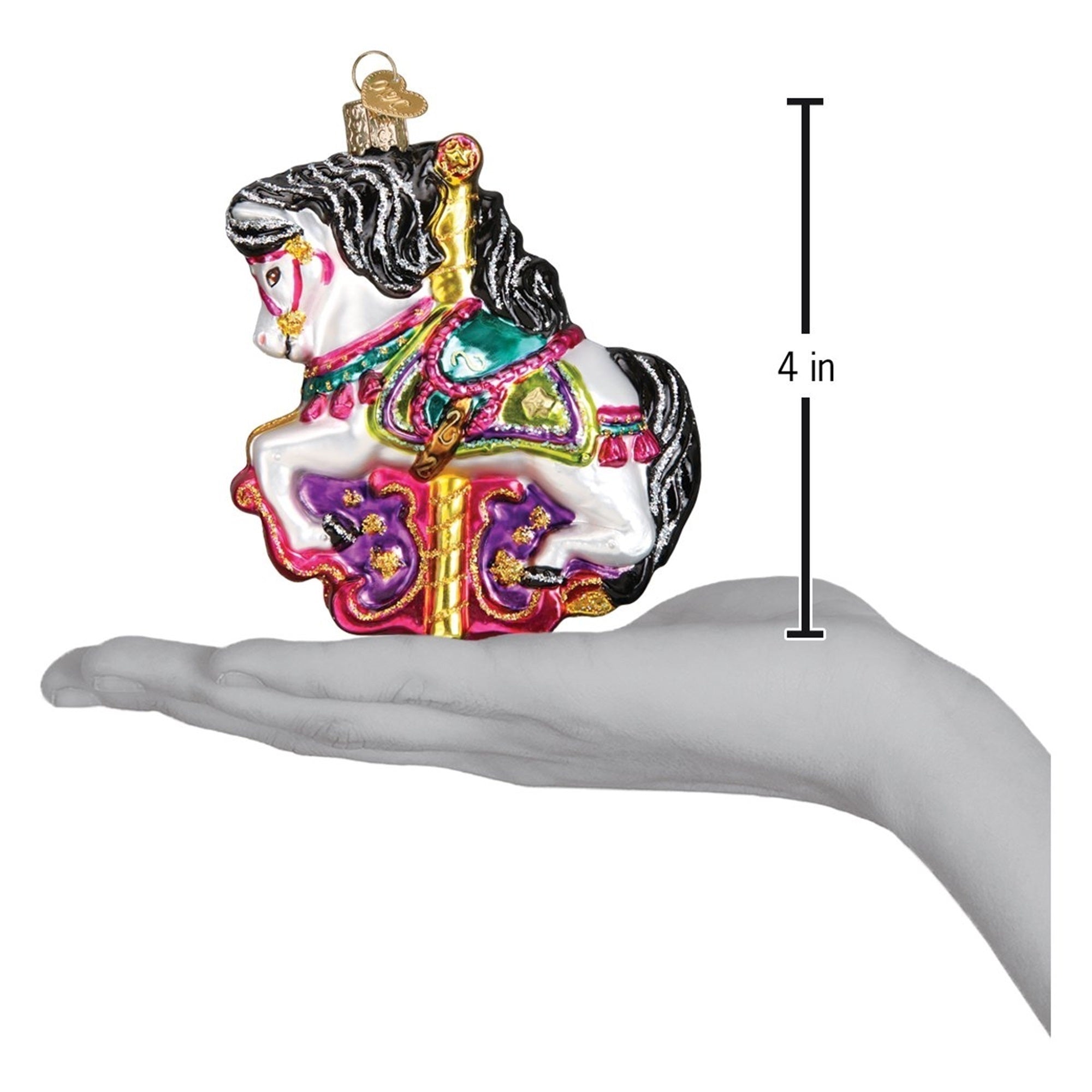 Old World Christmas Blown Glass Ornament for Christmas Tree, Carousel Horse