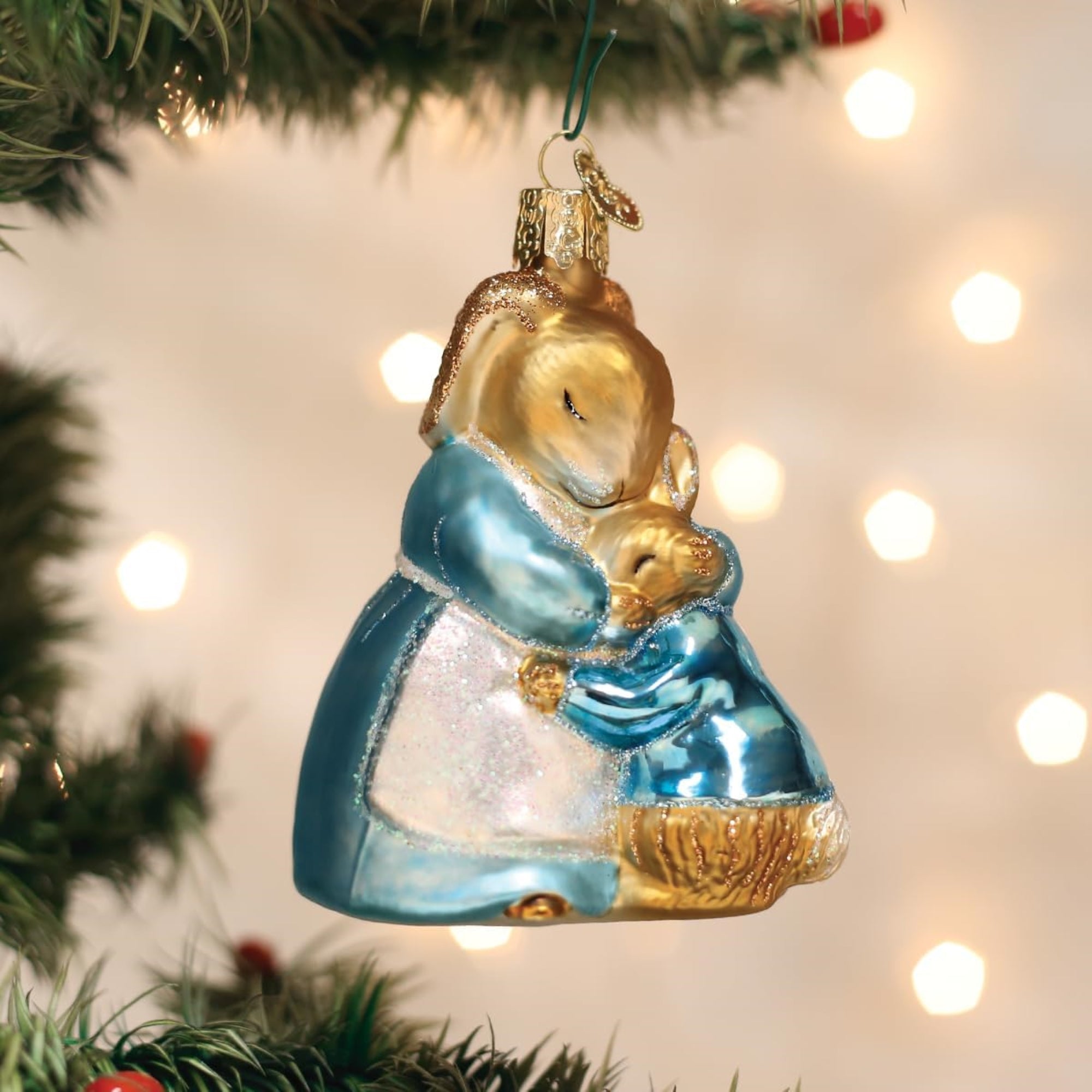 Old World Christmas Blown Glass Ornament for Christmas Tree, Mrs. Rabbit And Peter