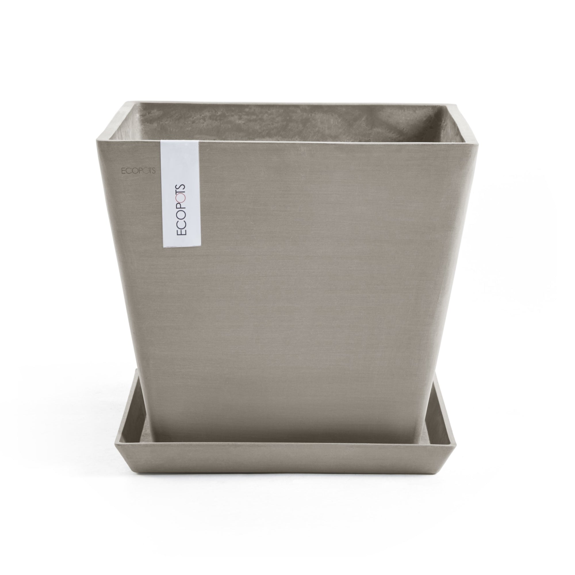 Ecopots Rotterdam Durable Modern Square Indoor/Outdoor Recycled-Based Composite Flower Planter