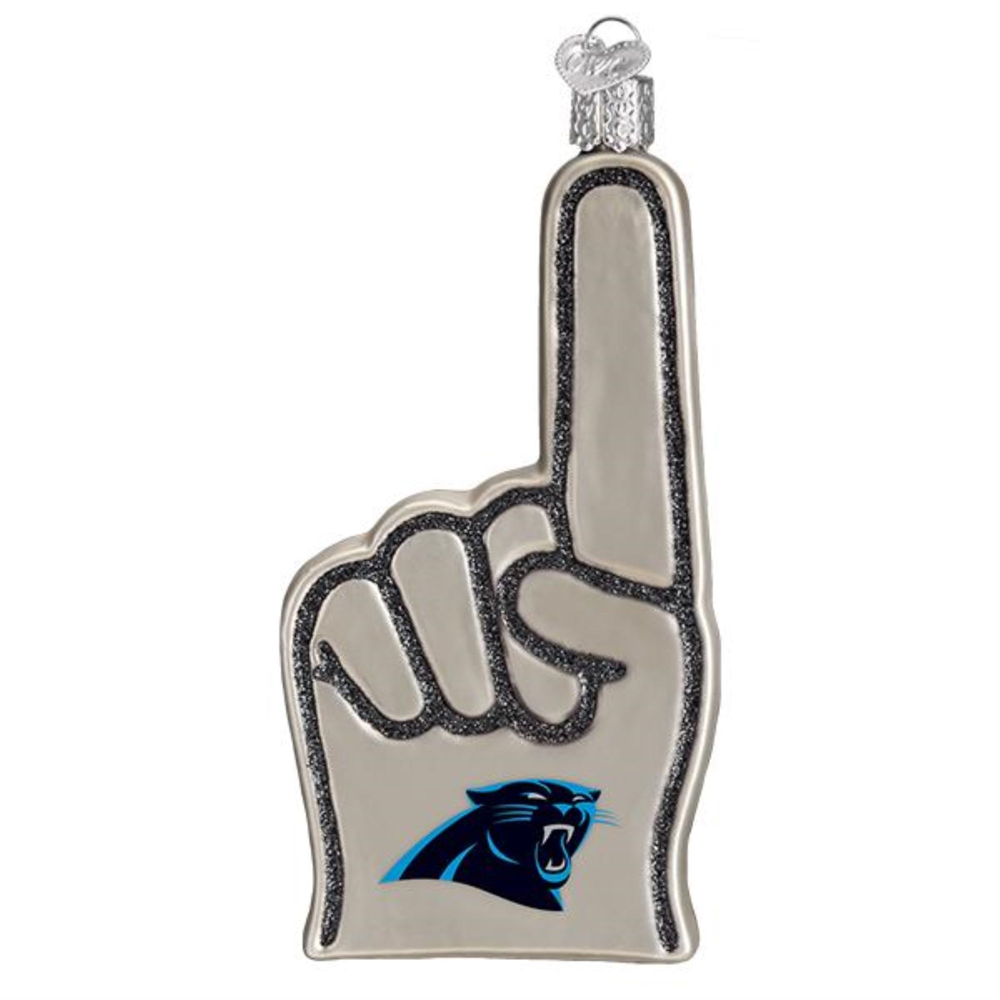 Old World Christmas Blown Glass Ornament for Christmas Tree, Carolina Panthers Foam Finger