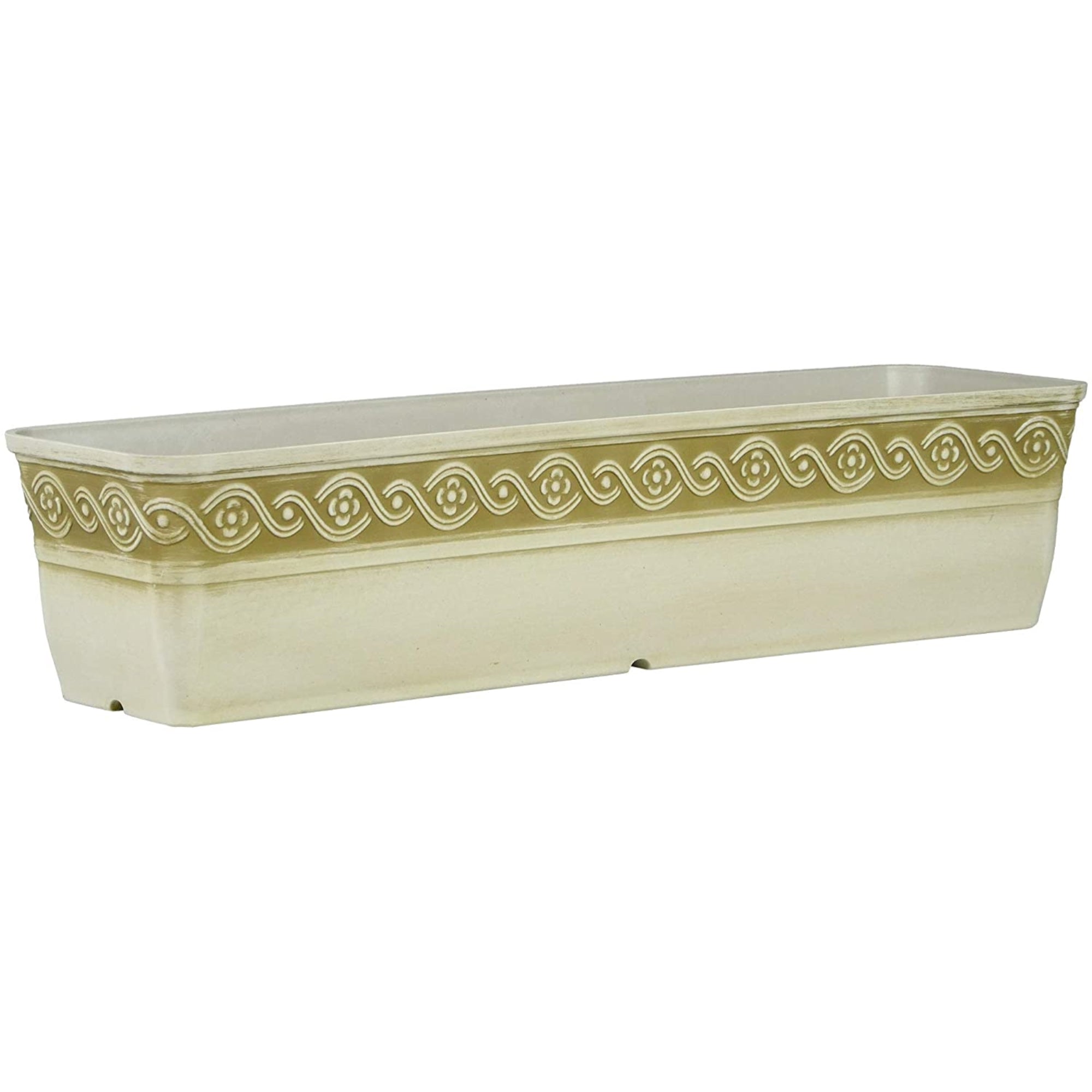 Classic Home and Garden Corinthian Resin Flower Pot Rectangle Planter, 18"