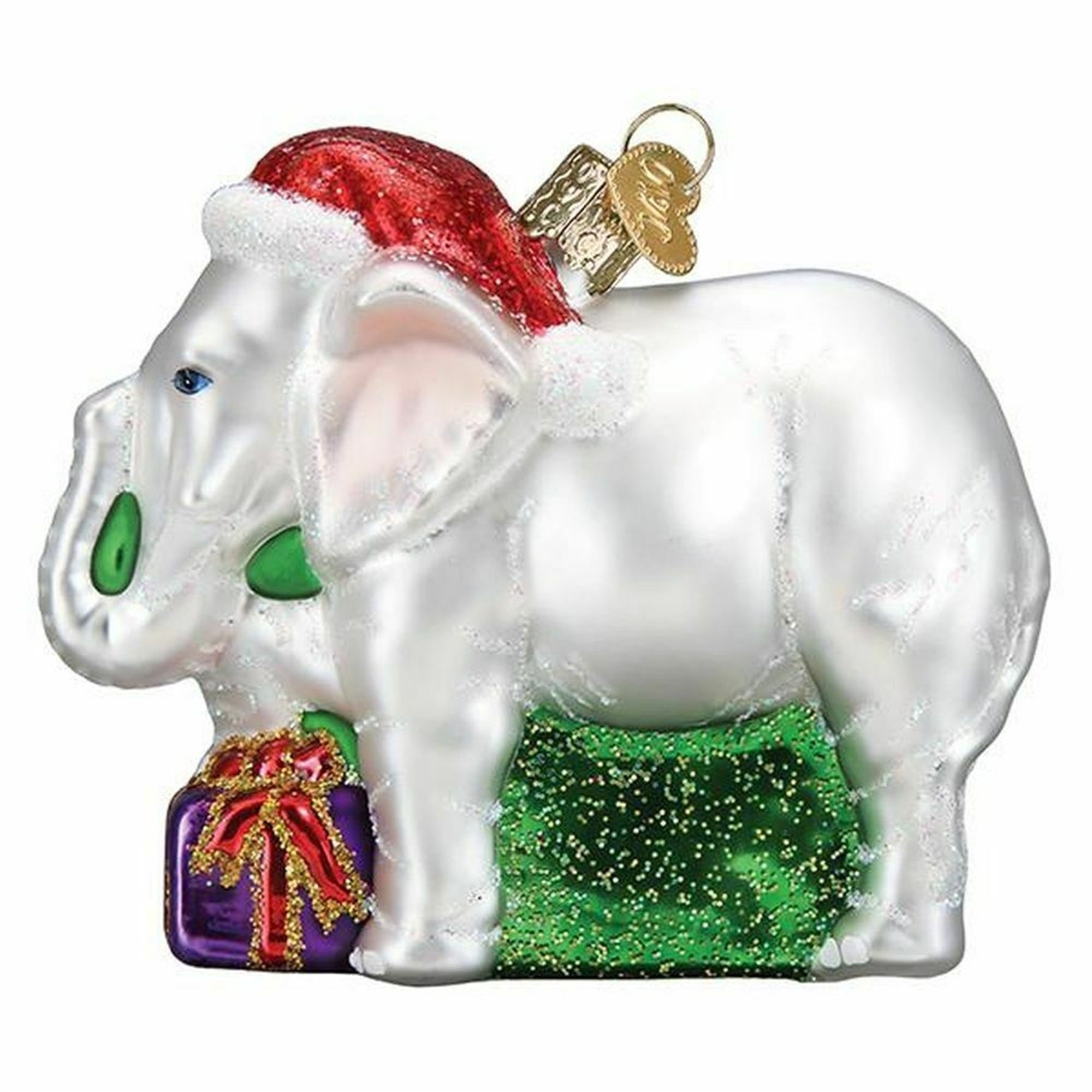 Old World Christmas Blown Glass Ornament for Christmas Tree, White Elephant
