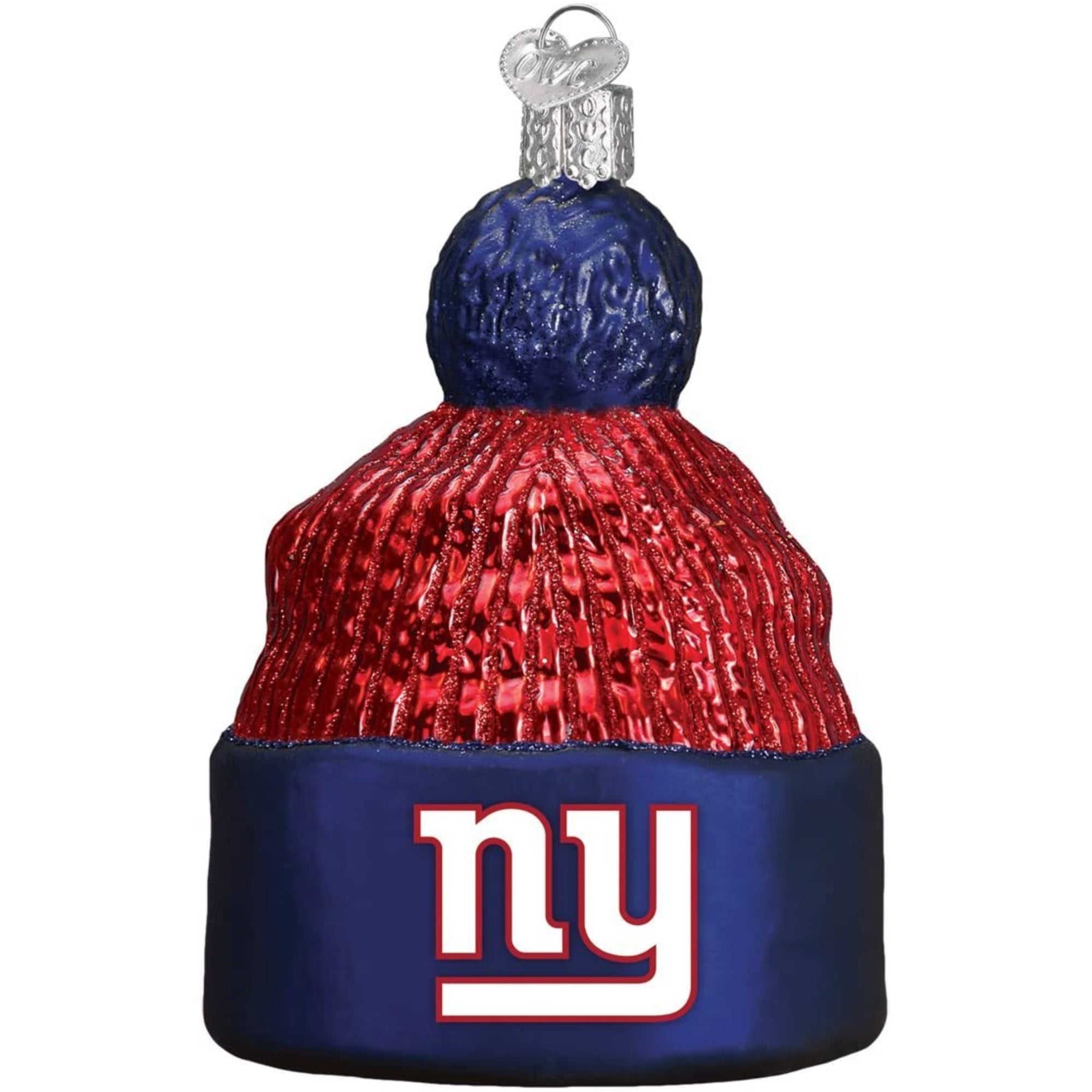 Old World Christmas Blown Glass Ornament for Christmas Tree, New York Giants Beanie