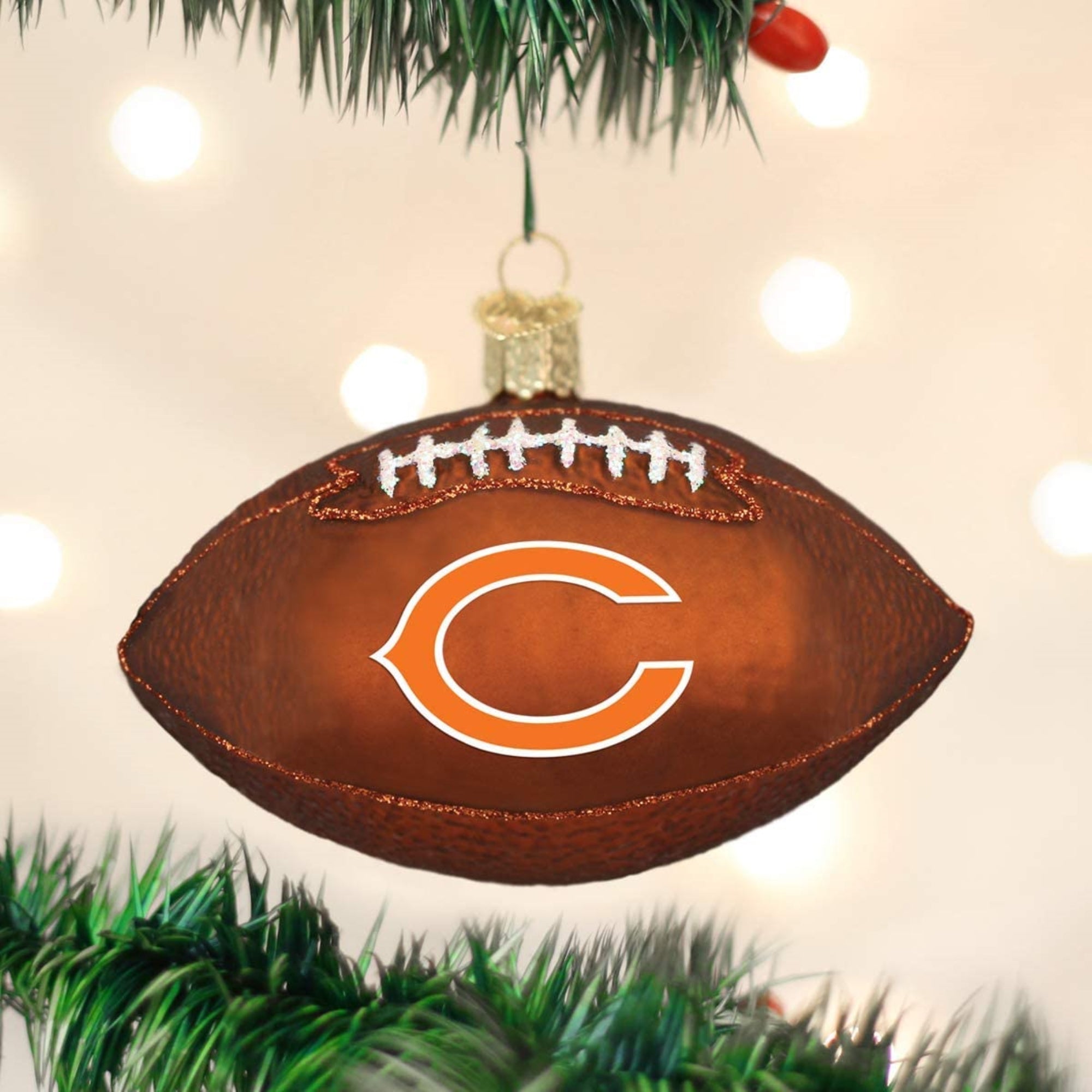 Old World Christmas Blown Glass Ornament for Christmas Tree, Chicago Bears Football