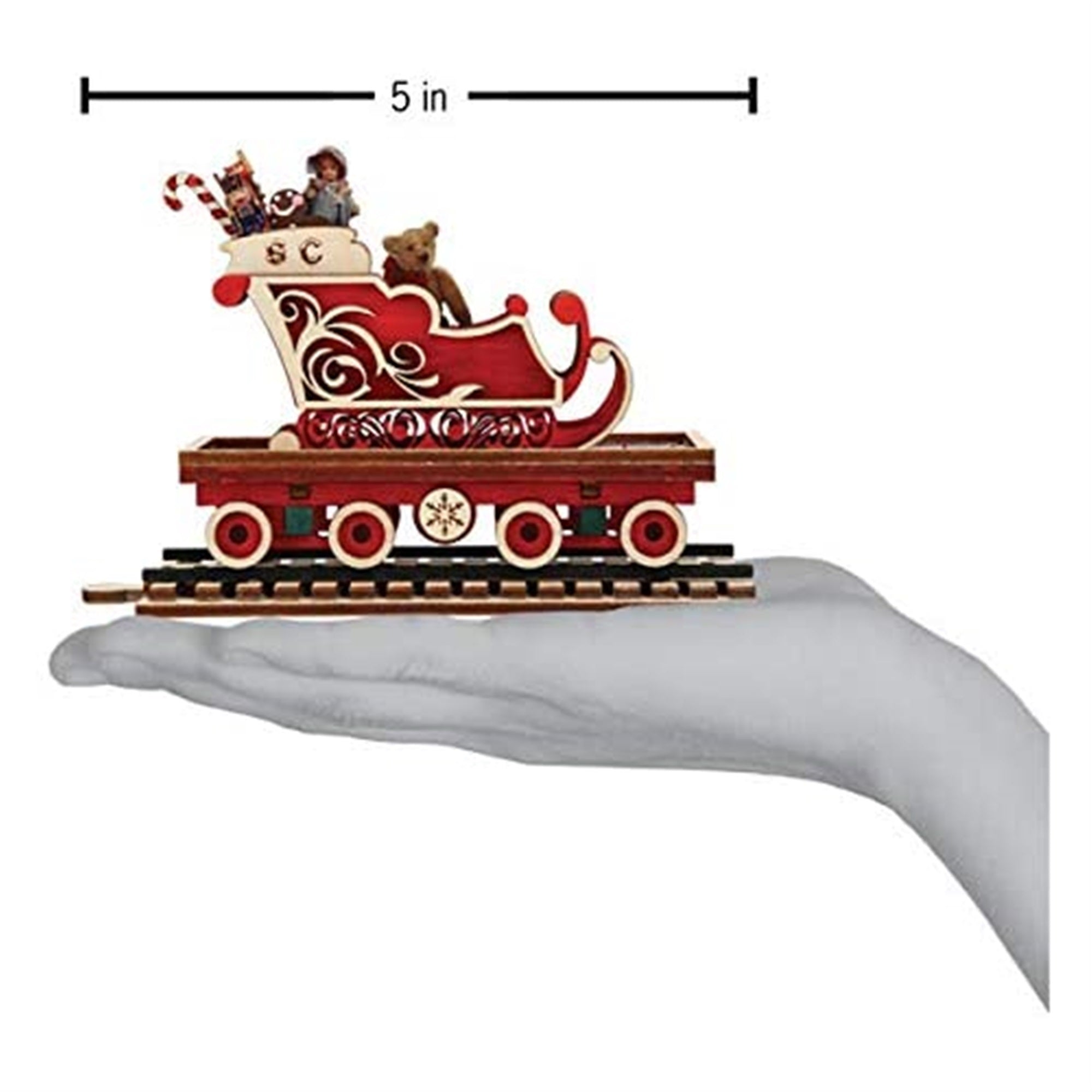 Old World Christmas Ginger Cottage Wooden Ornament for Christmas Tree, North Pole Express Sleigh Car