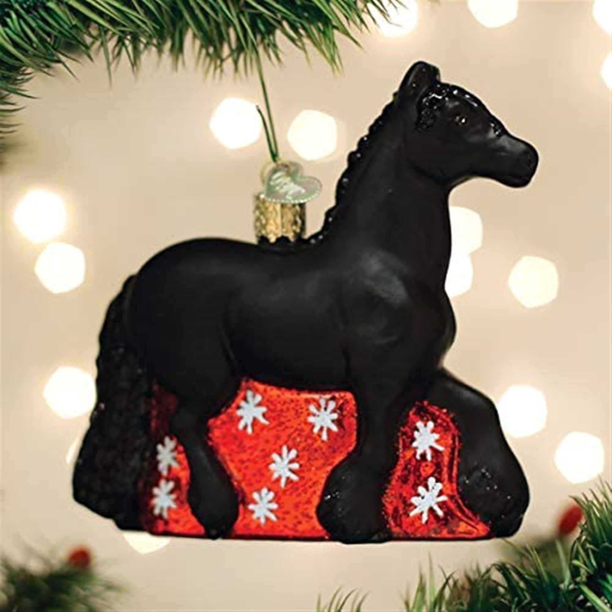 Old World Christmas Blown Glass Ornament for Christmas Tree, Friesian Horse