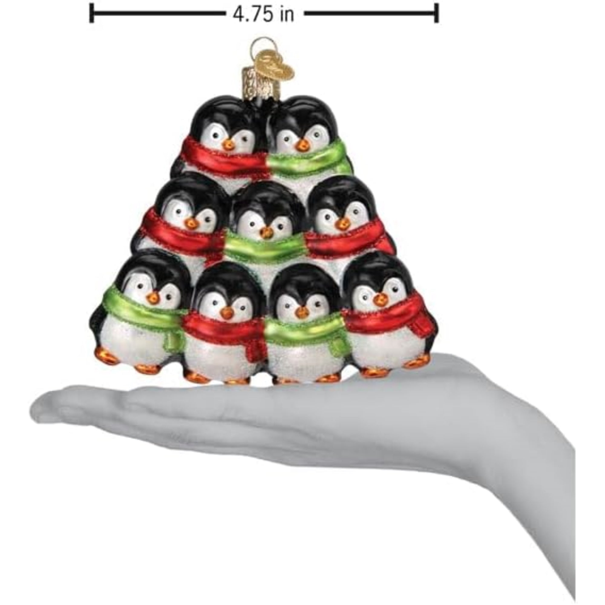 Old World Christmas Blown Glass Ornament for Christmas Tree, Penguin Family Of 9 (with OWC Gift Box)