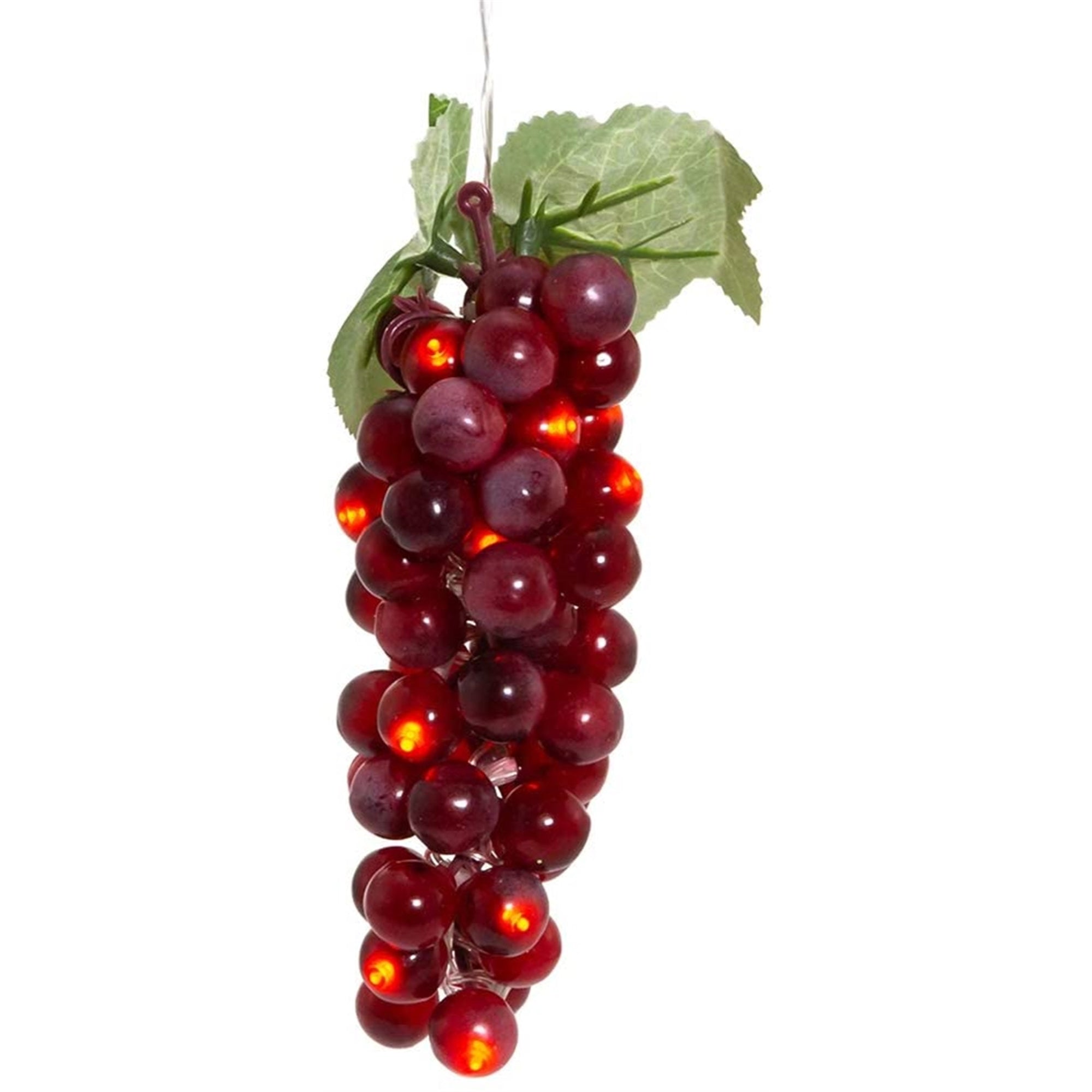 Kurt Adler Battery Operated 20 Warm White LED Lights, Single Cluster Burgundy Grapes, 8"