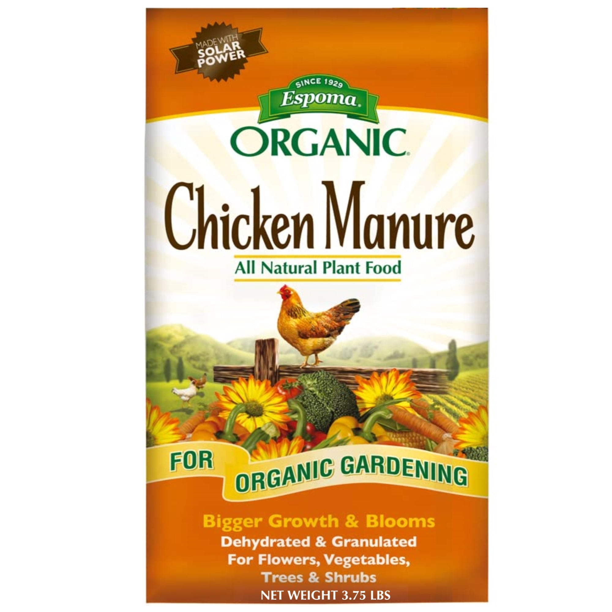 Espoma Organic Chicken Manure All Natural Plant Food for Organic Gardening - for Flowers, Vegetables, Trees, and Shrubs, Dehydrated & Granulated