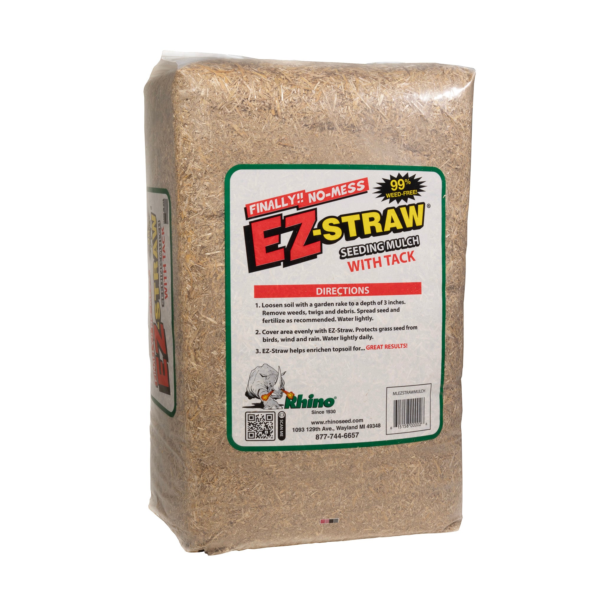 EZ-Straw Seeding Mulch with Tackifier - Biodegradable Processed Straw a 2.5 CU FT Bale