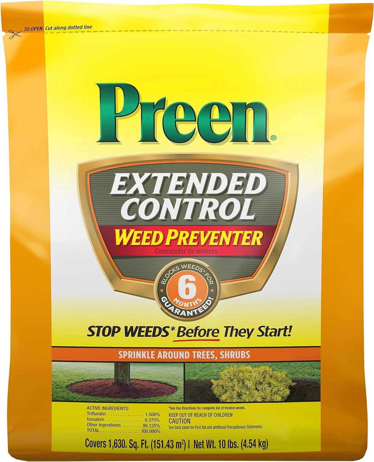 Preen Extended Control Weed Preventer, Covers 1,630 sq. ft, 10 lb