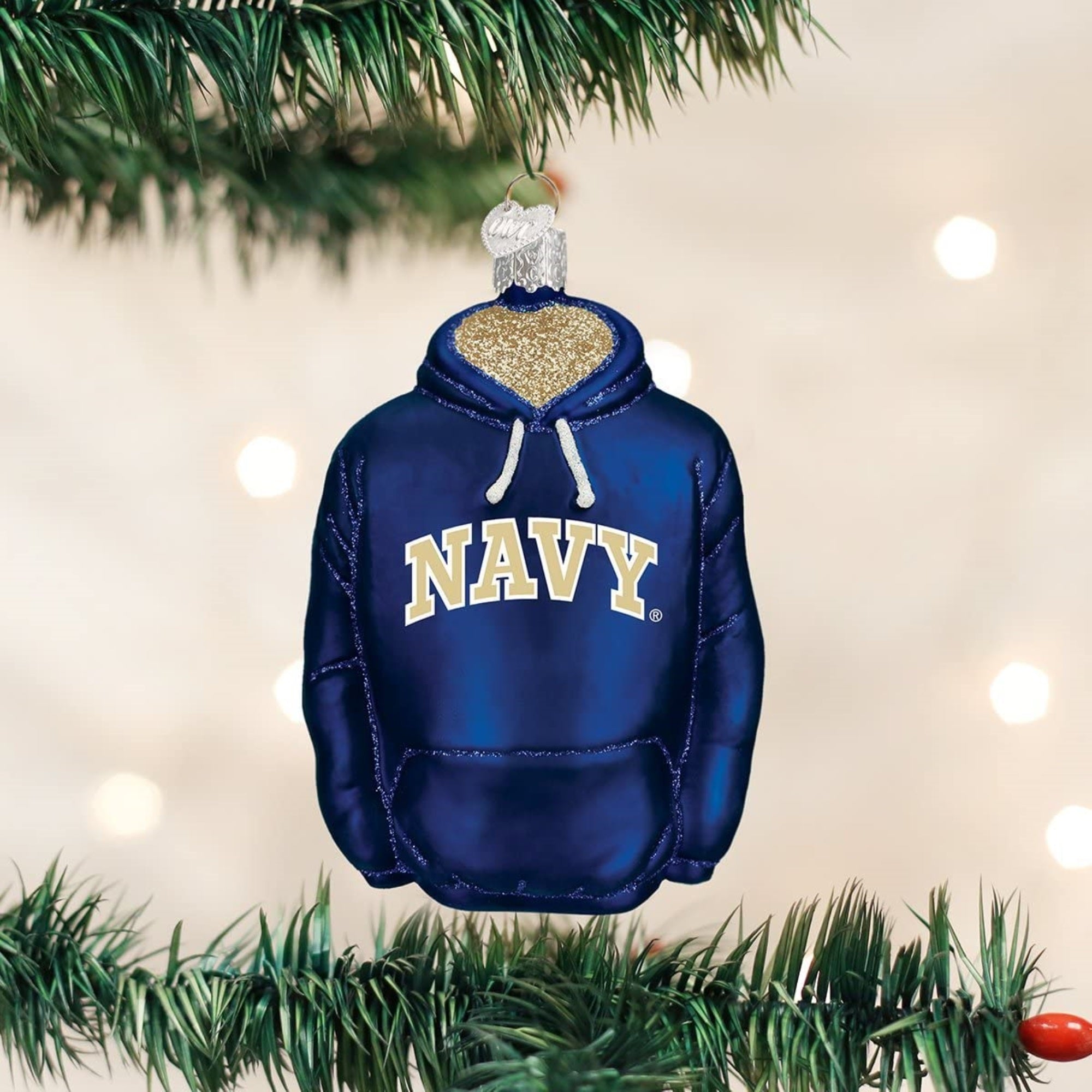 Old World Christmas Blown Glass Ornament for Christmas Tree, Navy Hoodie