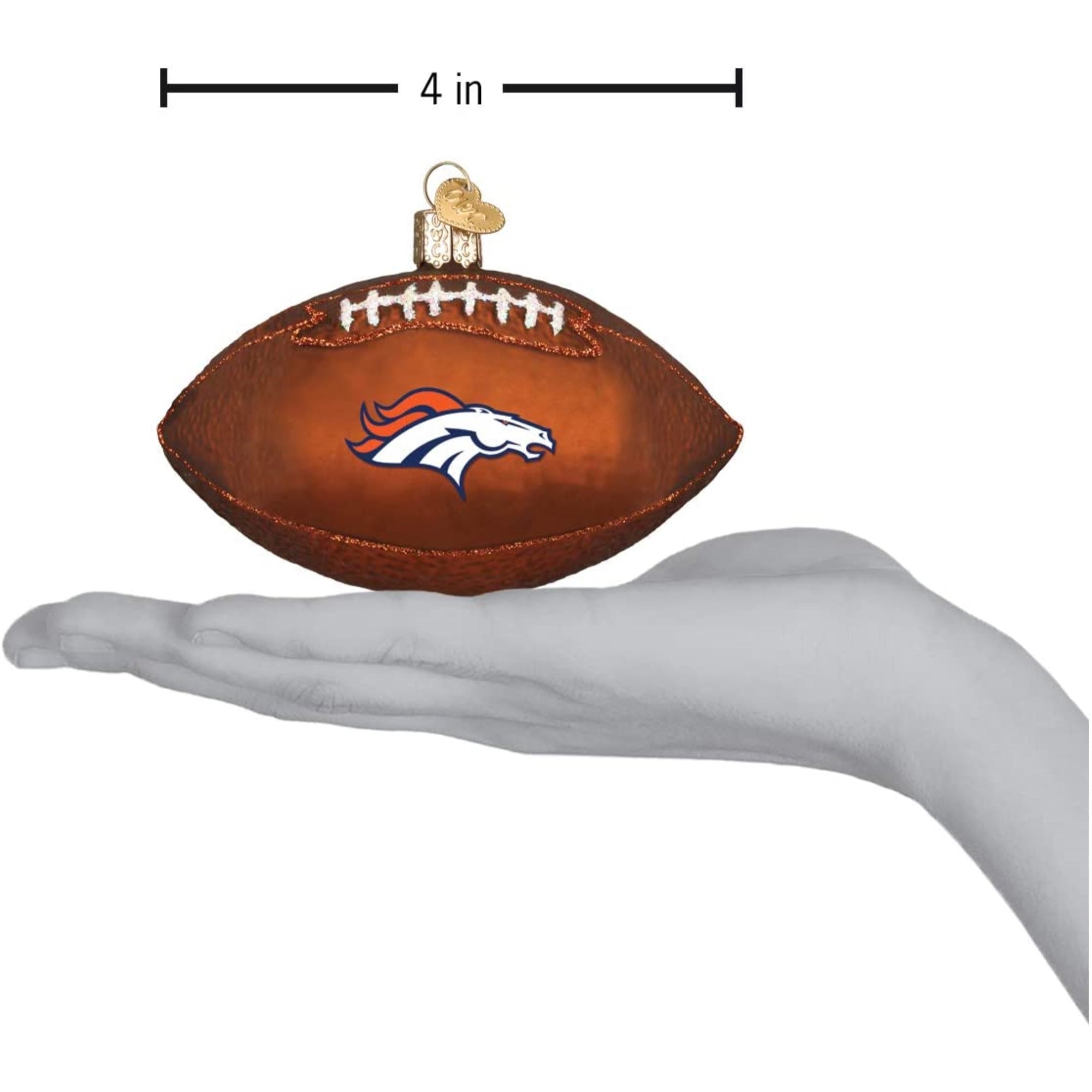 Old World Christmas Blown Glass Ornament for Christmas Tree, Denver Broncos Football