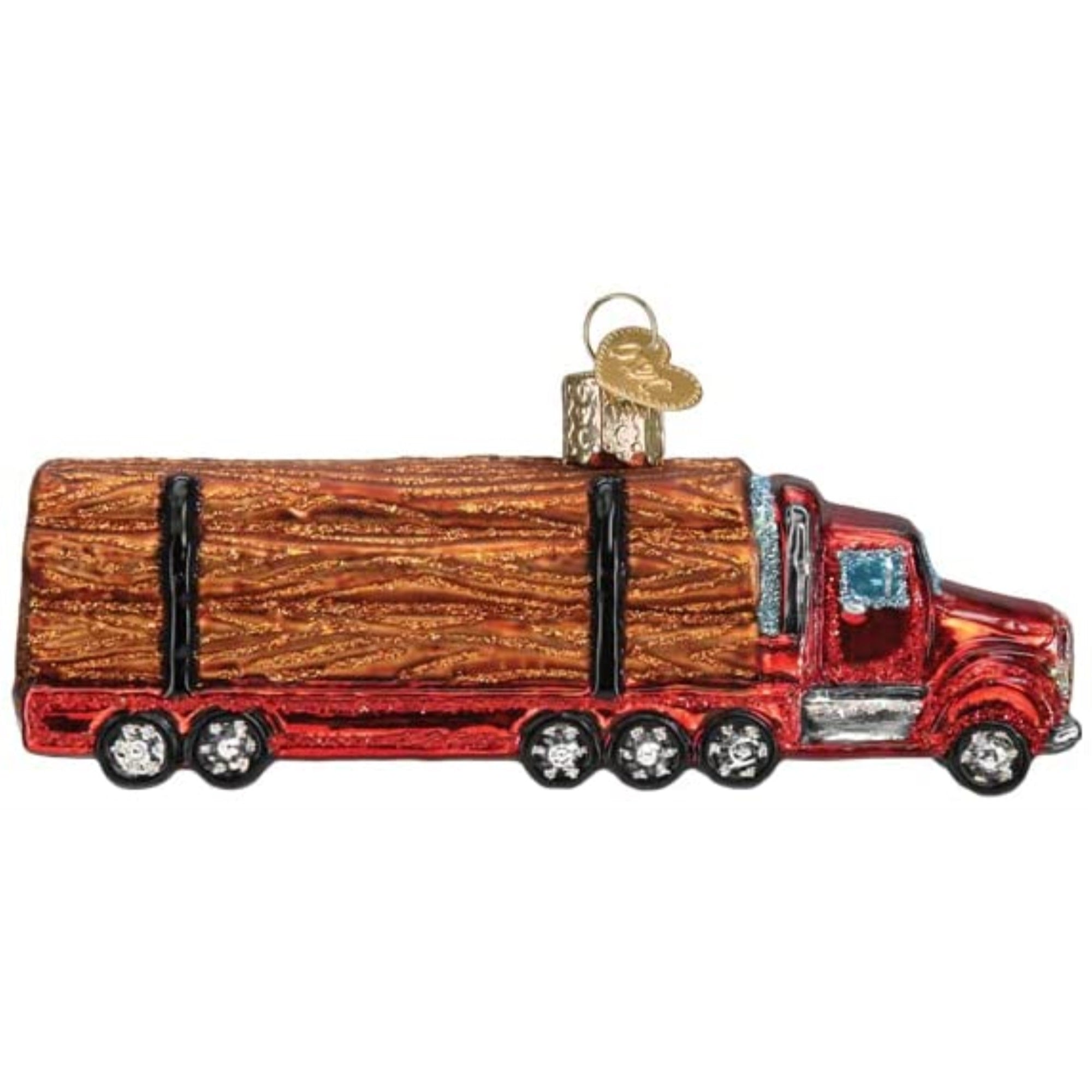 Old World Christmas Blown Glass Ornament for Christmas Tree, Logging Truck