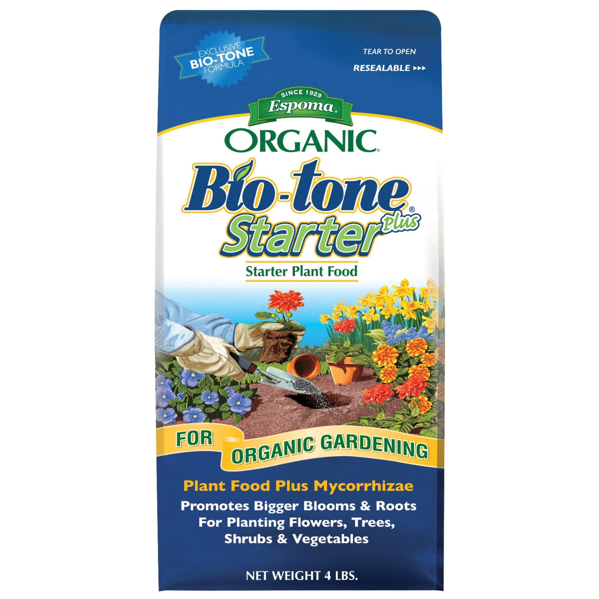 Espoma Organic Bio-tone Starter Plus 4-3-3 Starter Plant Food Plus Mycorrhizae, for Organic Gardening