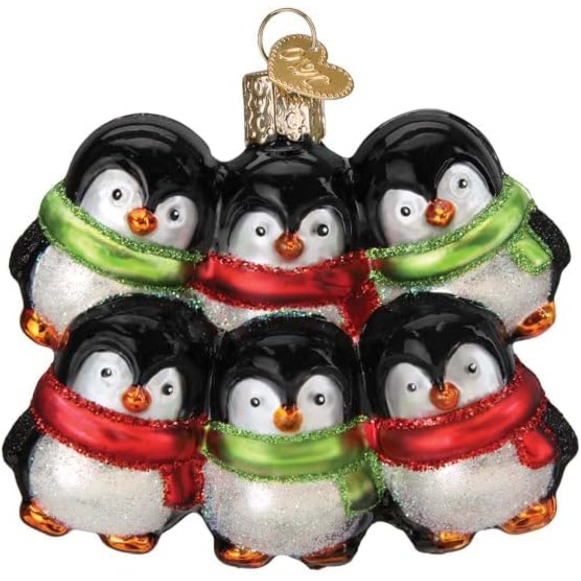 Old World Christmas Blown Glass Ornament for Christmas Tree, Penguin Family Of 6 (with OWC Gift Box)