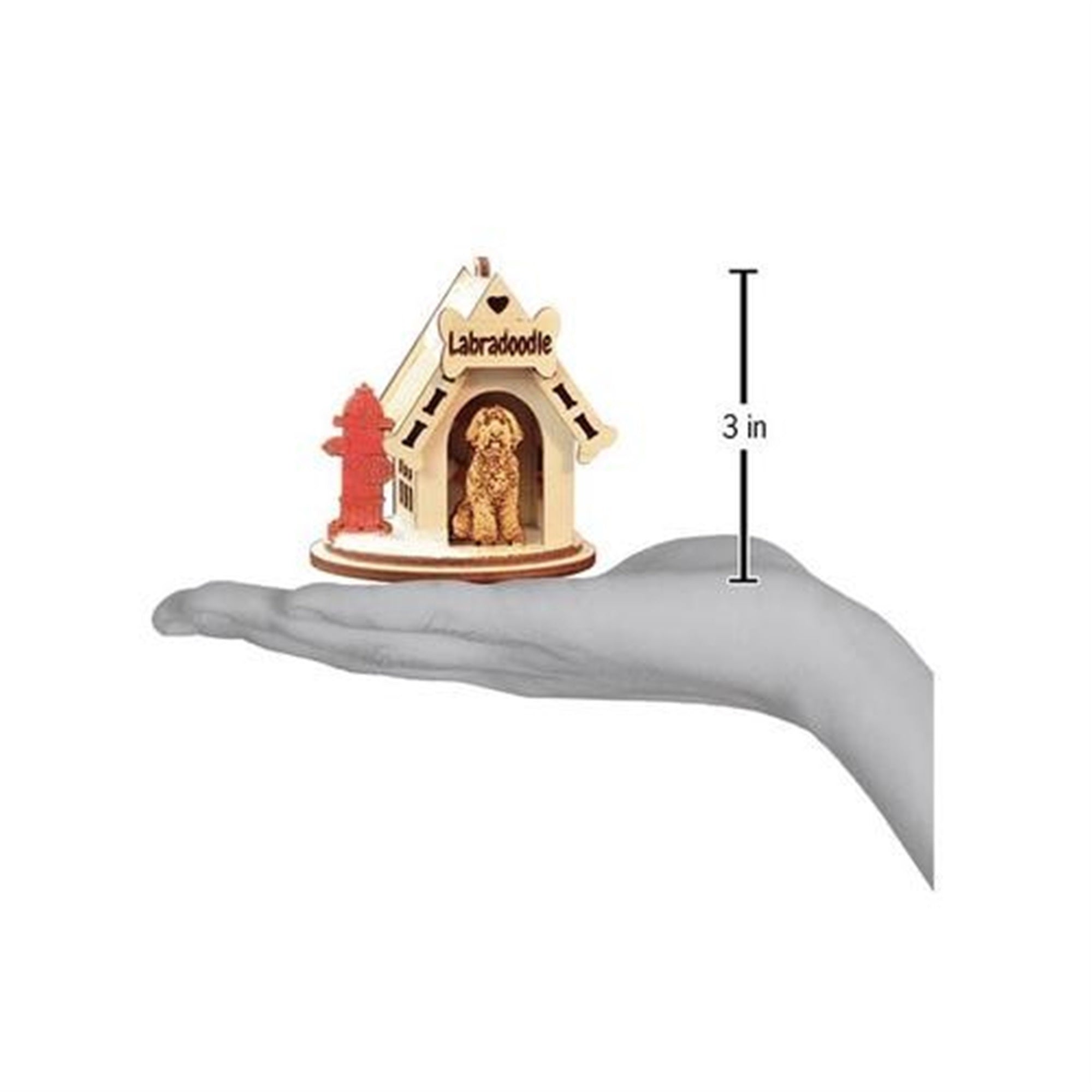 Old World Christmas K-9 Cottage Wooden Doghouse Ornament for Christmas Tree, Labradoodle