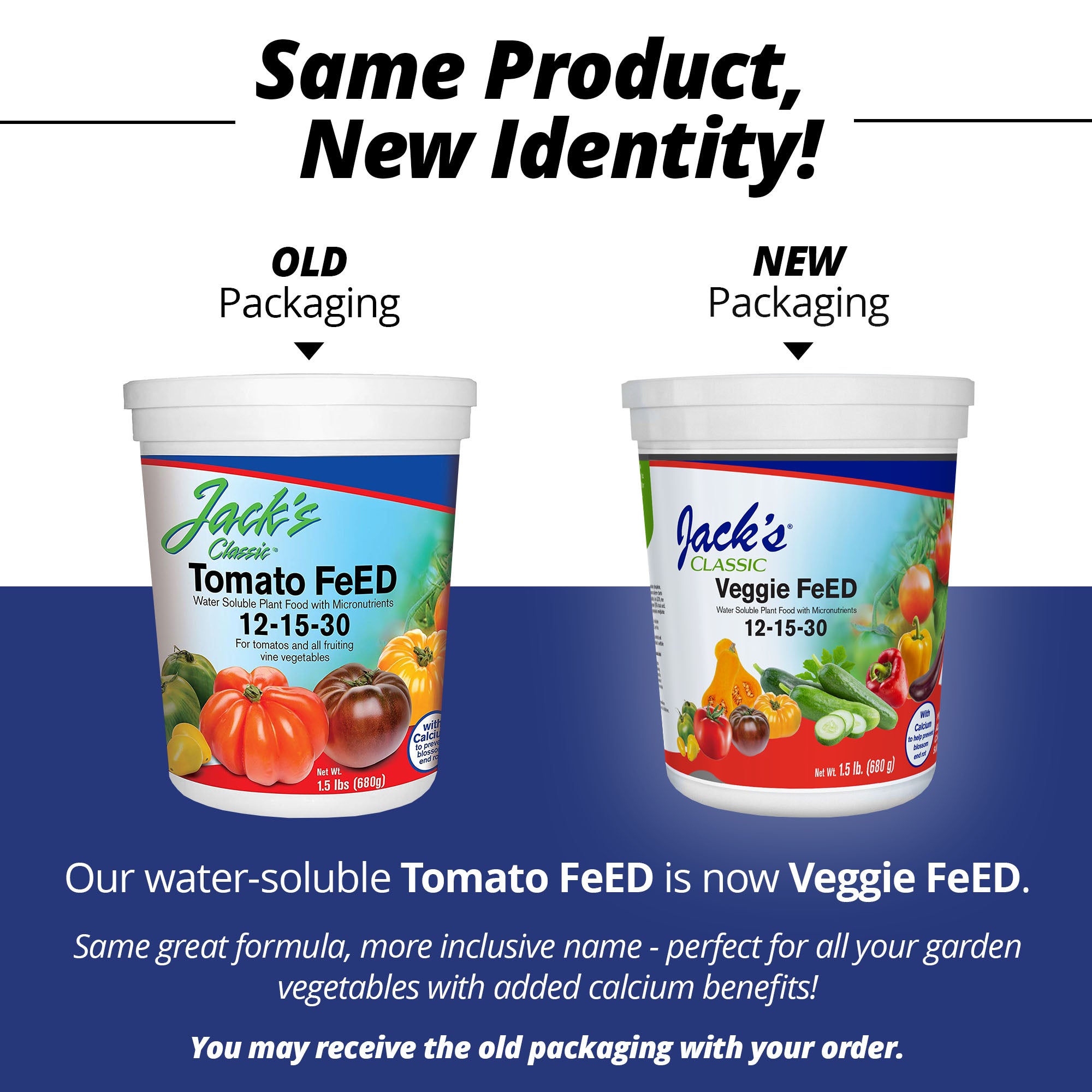 Jack's Classic 12-15-30 Veggie FeED Water-Soluble Fertilizer with Micronutrients for Plant Growth and Abundant Fruit Set in Blooming Vegetable Plants, 1.5lbs