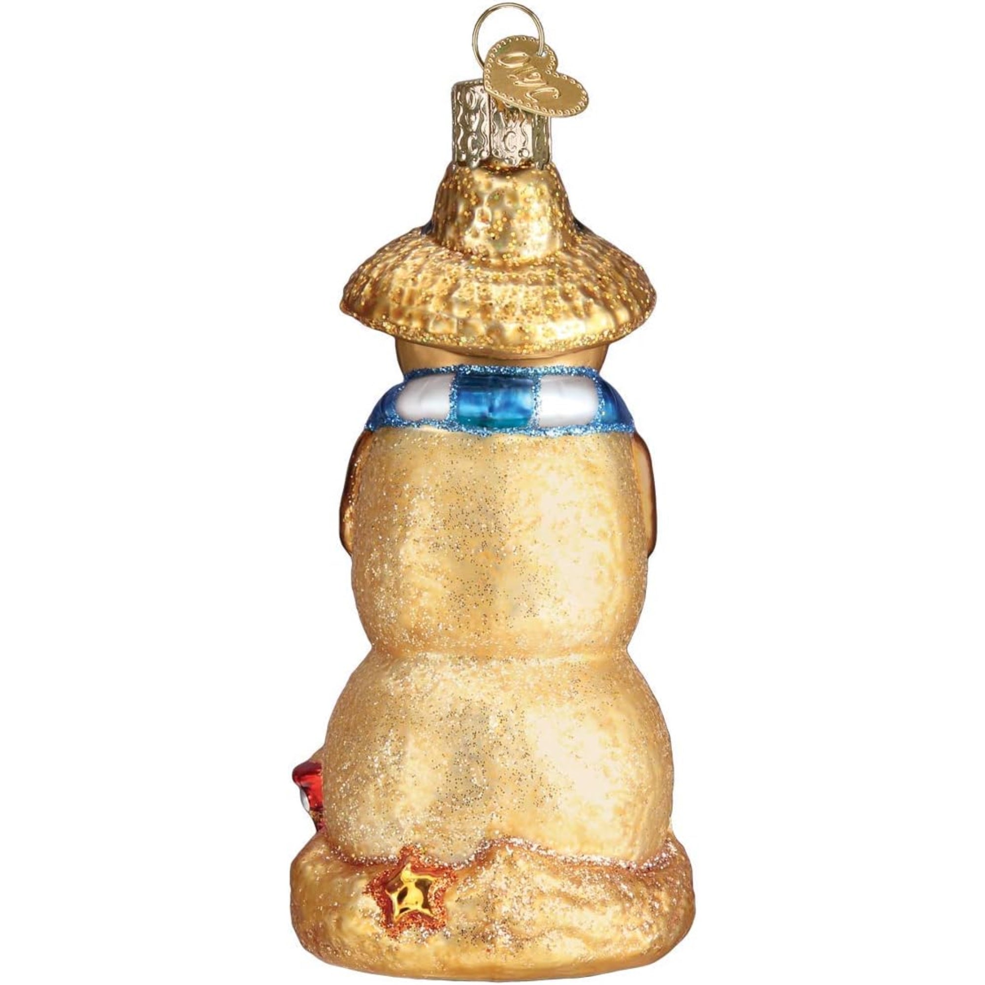 Old World Christmas Blown Glass Ornament for Christmas Tree, Sand Snowman (with OWC Gift Box)