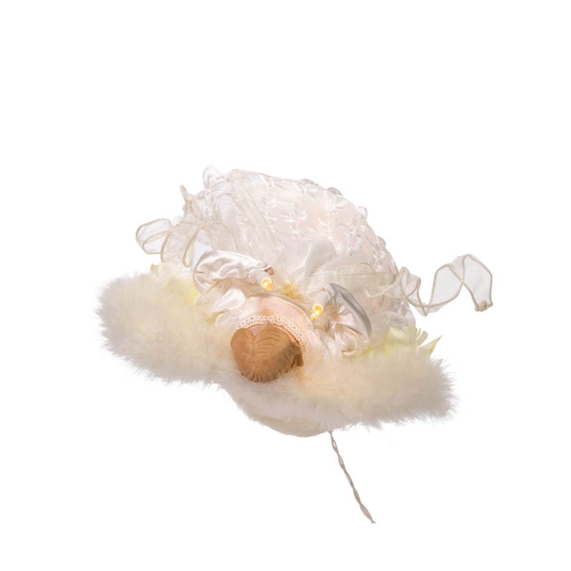Kurt Adler 10-Light Angel Tree Topper, Ivory, 12"
