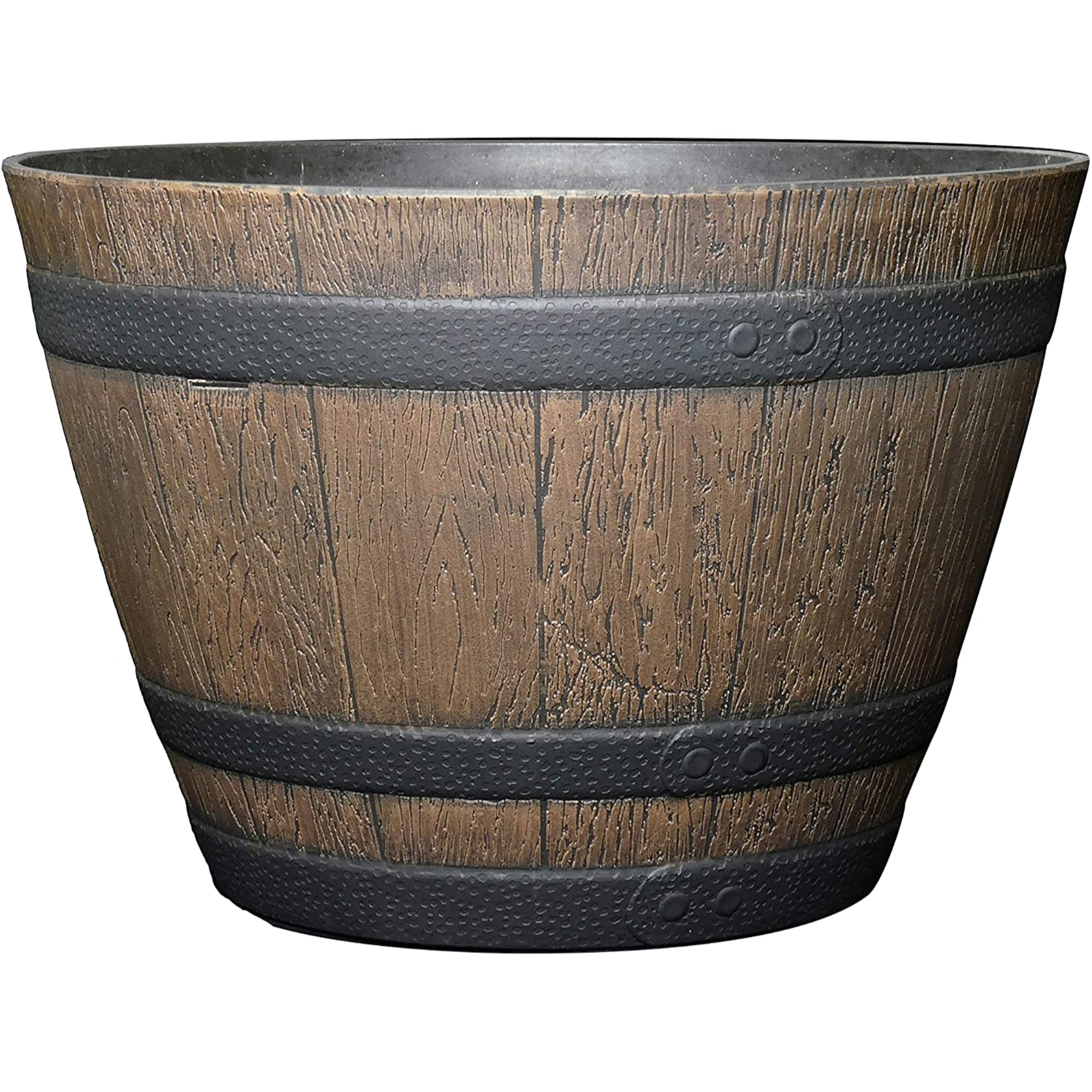 Classic Home and Garden Whiskey Resin Flower Pot Barrel Planter