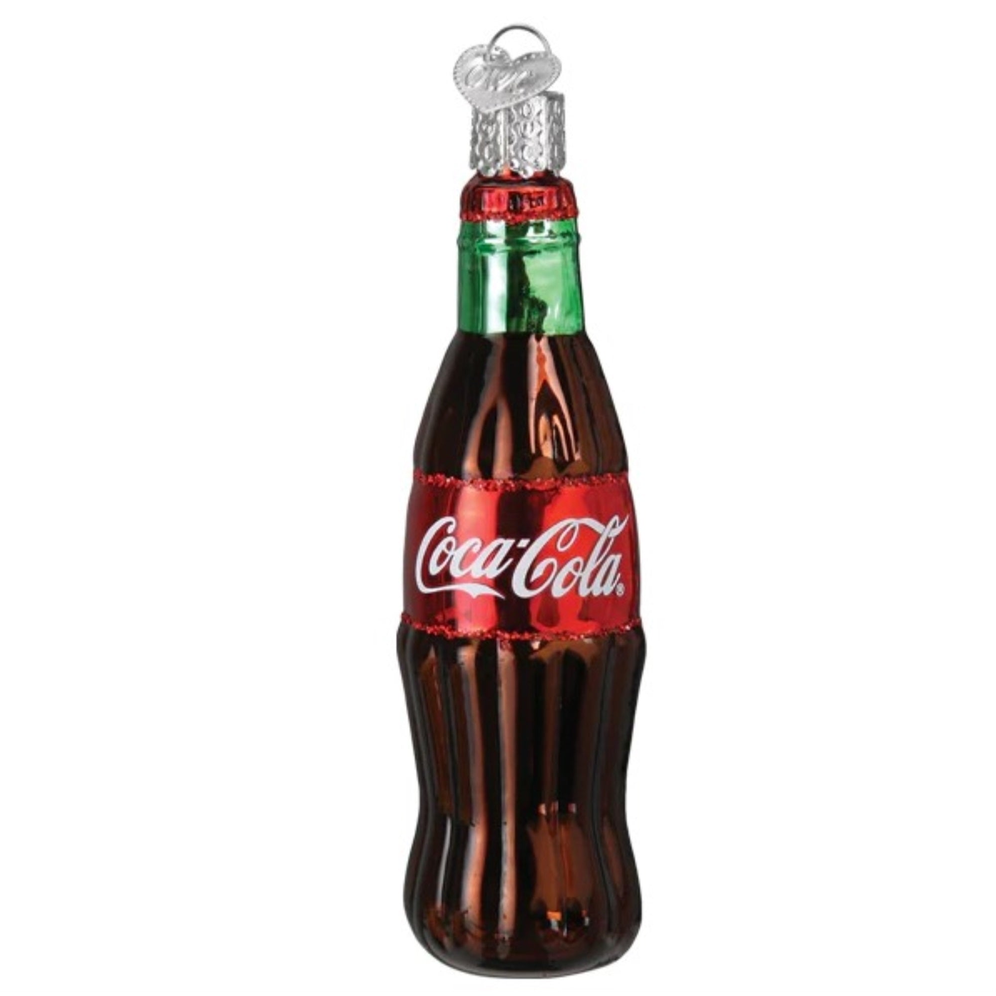 Old World Christmas Blown Glass Ornaments for Christmas Tree, Coca-Cola Bottle and Cap (2-Piece Set)